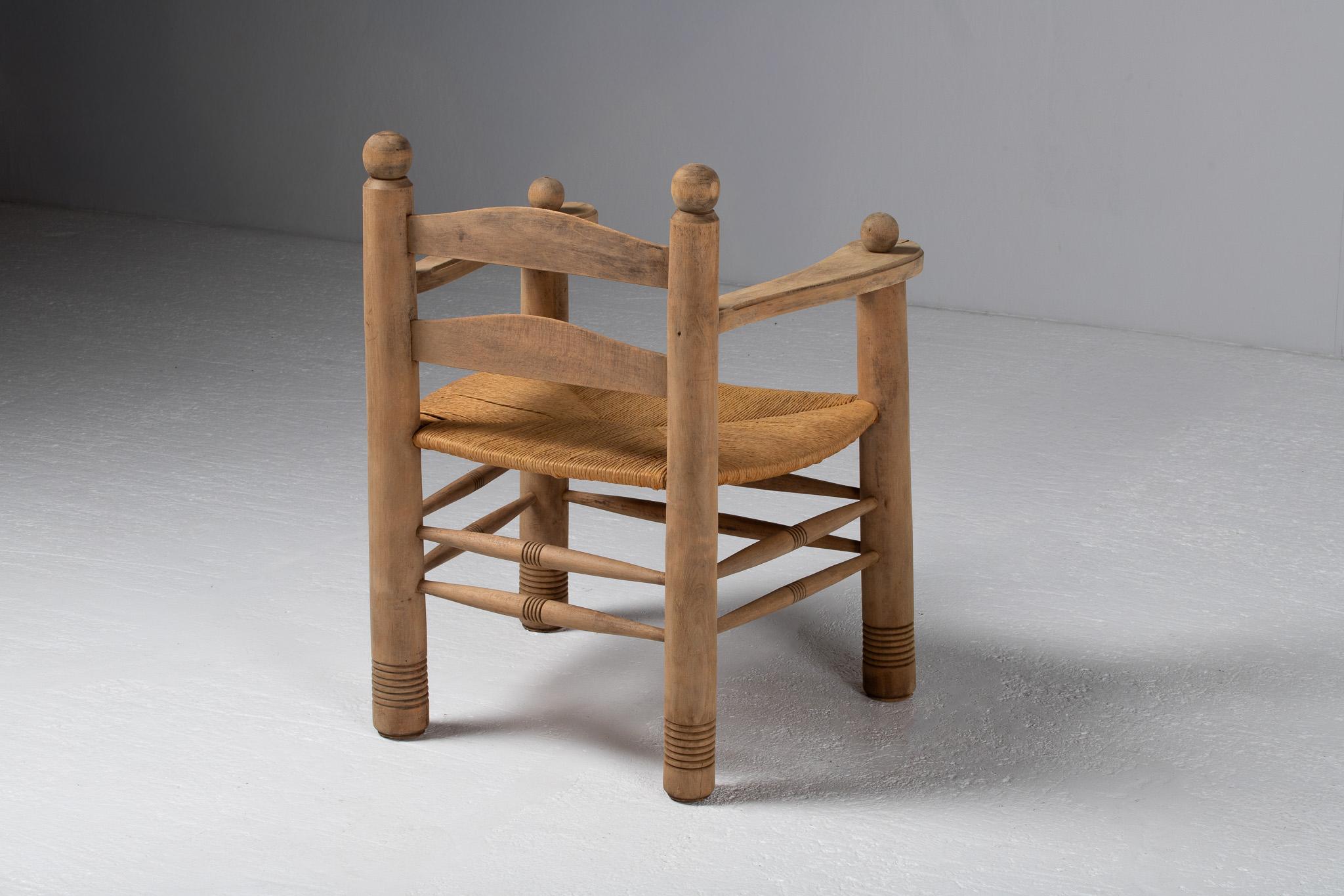 Oak Armchair, Charles Dudouyt, France, 1940 For Sale 5