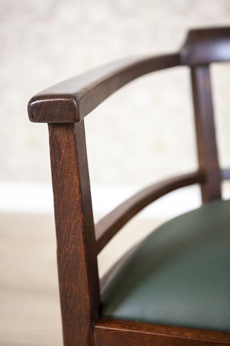 Oak Armchair From the Interwar Period With Leather Seat 6