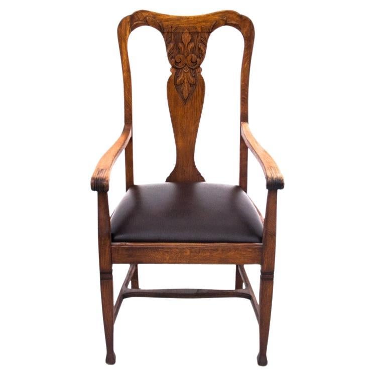 Oak armchair, Western Europe, early 20th century. For Sale