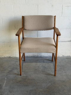 Oak Armchair with Upholstered Seat Danish Mid-Century Modern Vintage