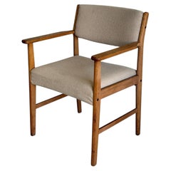 Oak Armchair with Upholstered Seat Danish Mid-Century Modern Vintage