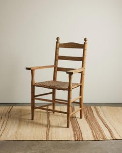 Oak Armchair with Woven Wicker Seat, United States, early 20th C