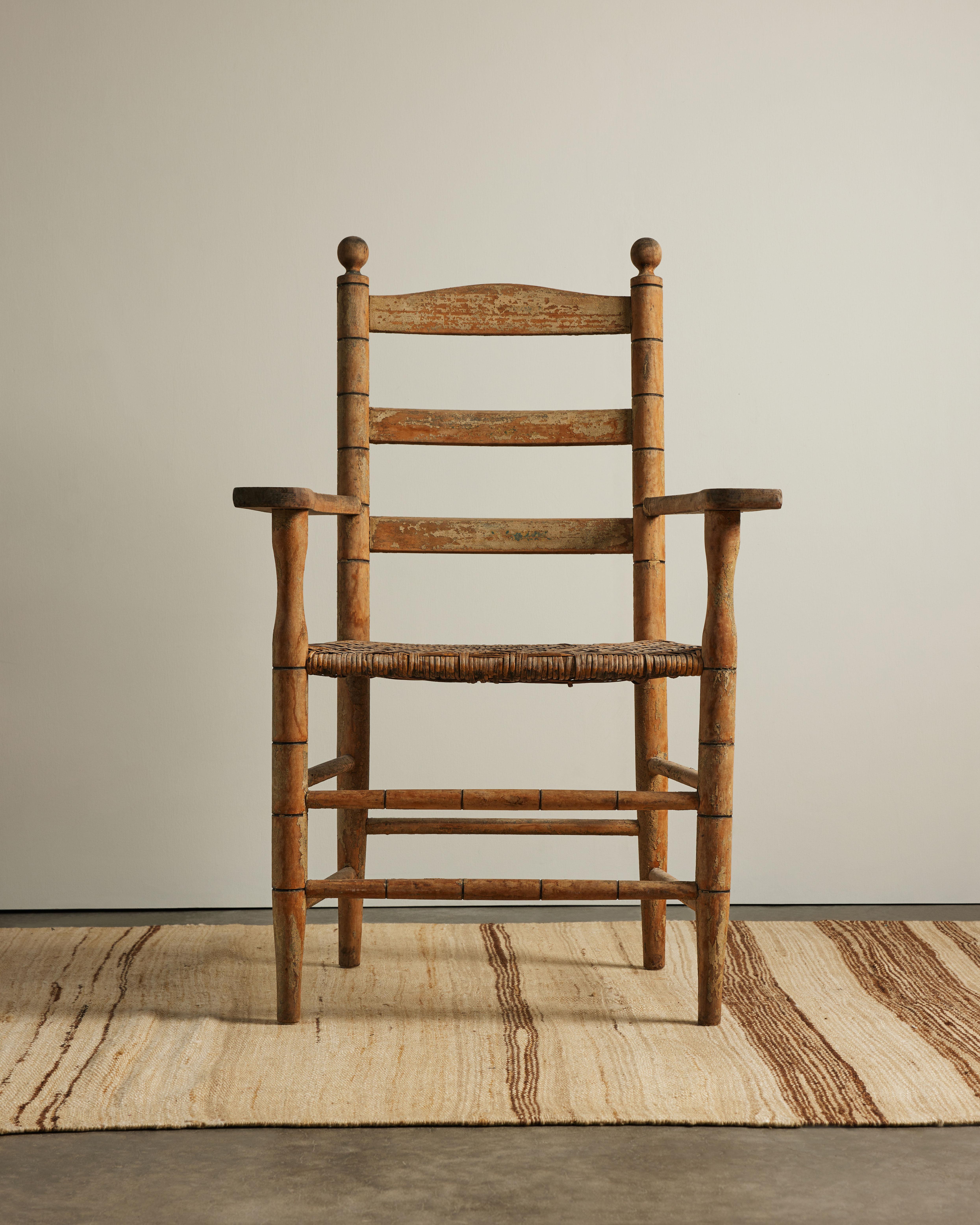 Sillón de roble con asiento de mimbre tejido, Estados Unidos, principios del s. XX Estadounidense en venta