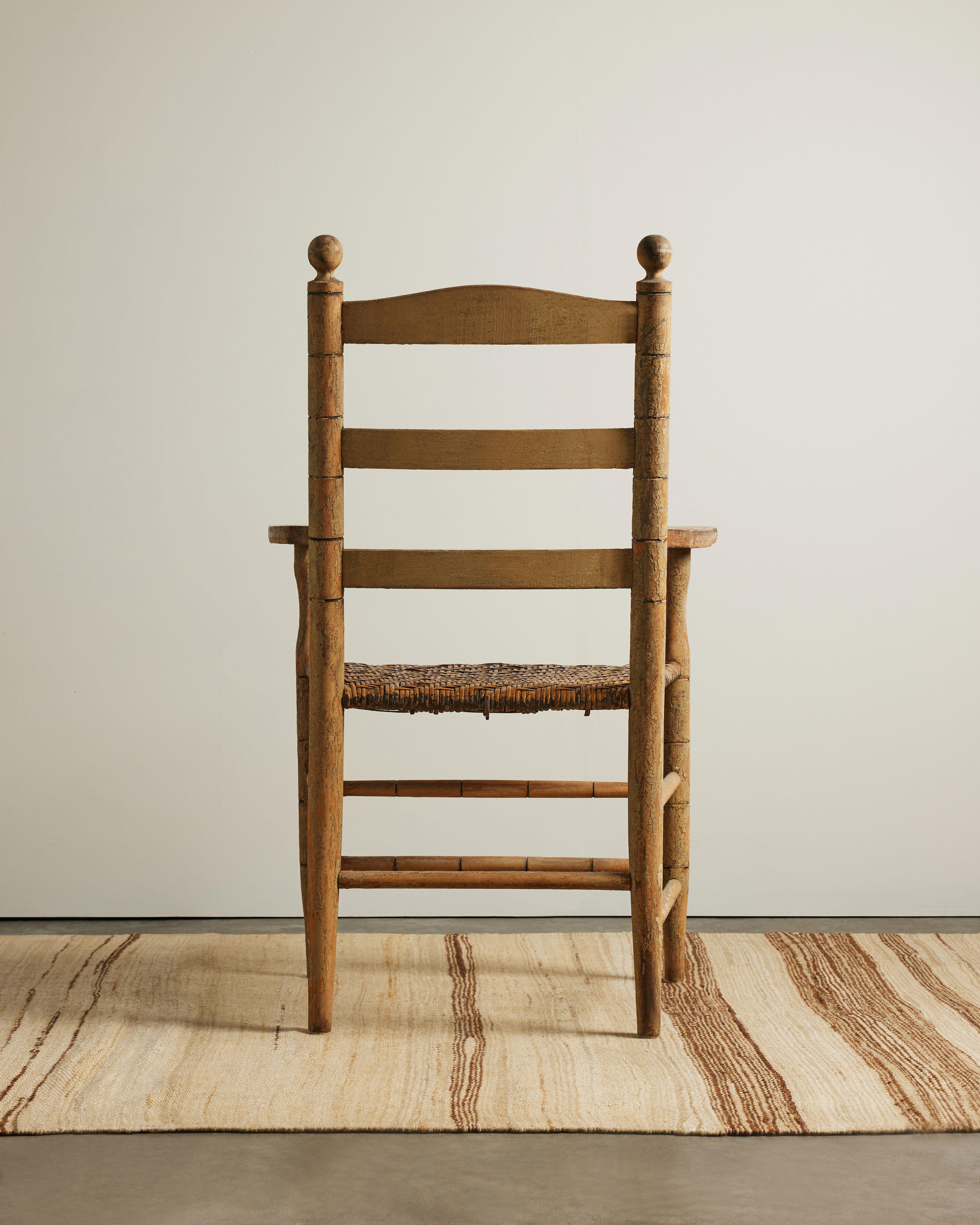 Sillón de roble con asiento de mimbre tejido, Estados Unidos, principios del s. XX Mimbre en venta