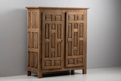 Oak Armoire with Geometric Panel Doors, France, 1940s