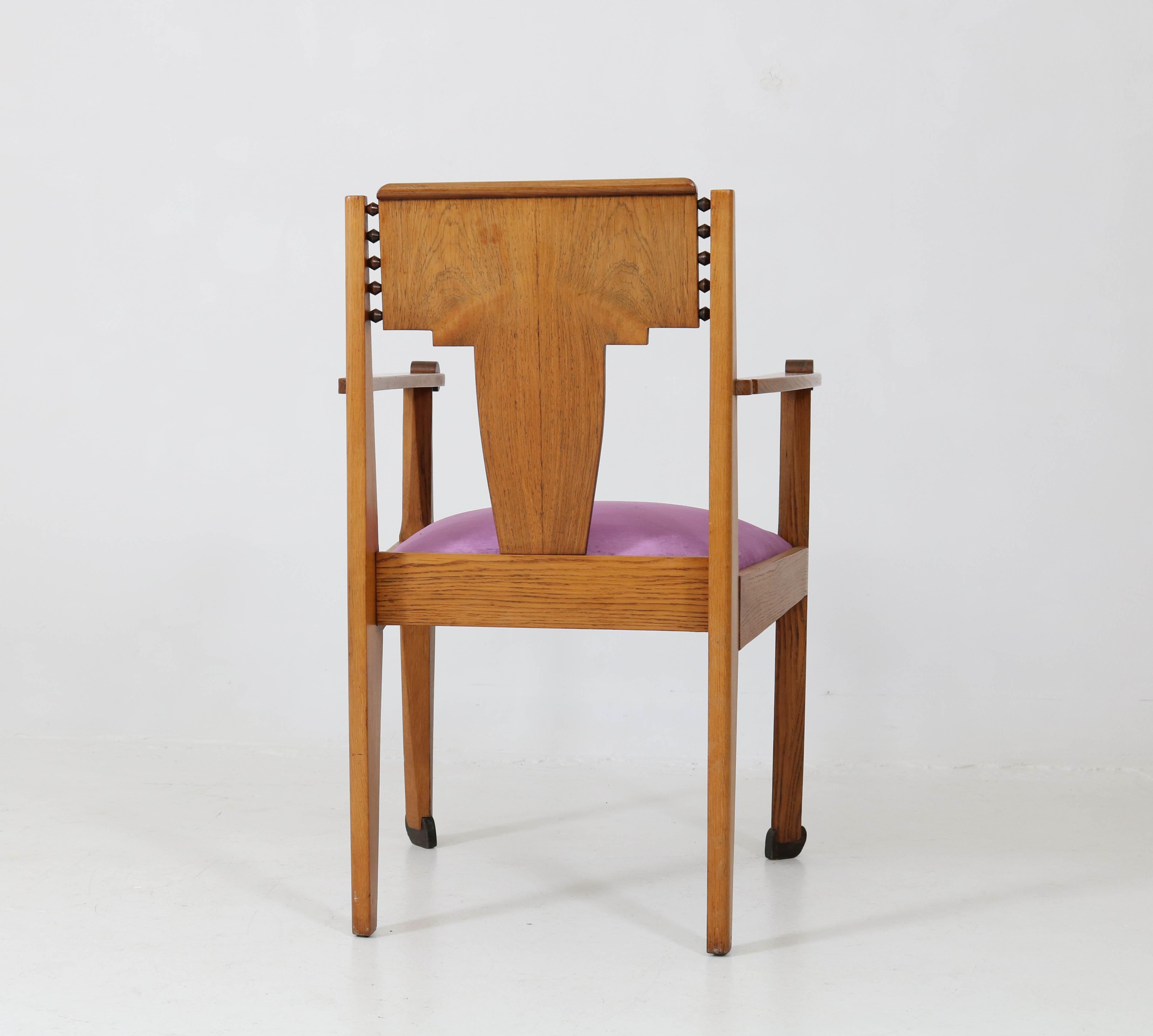 Oak Art Deco Amsterdam School Armchair by J.J. Zijfers Amsterdam, 1920s 4