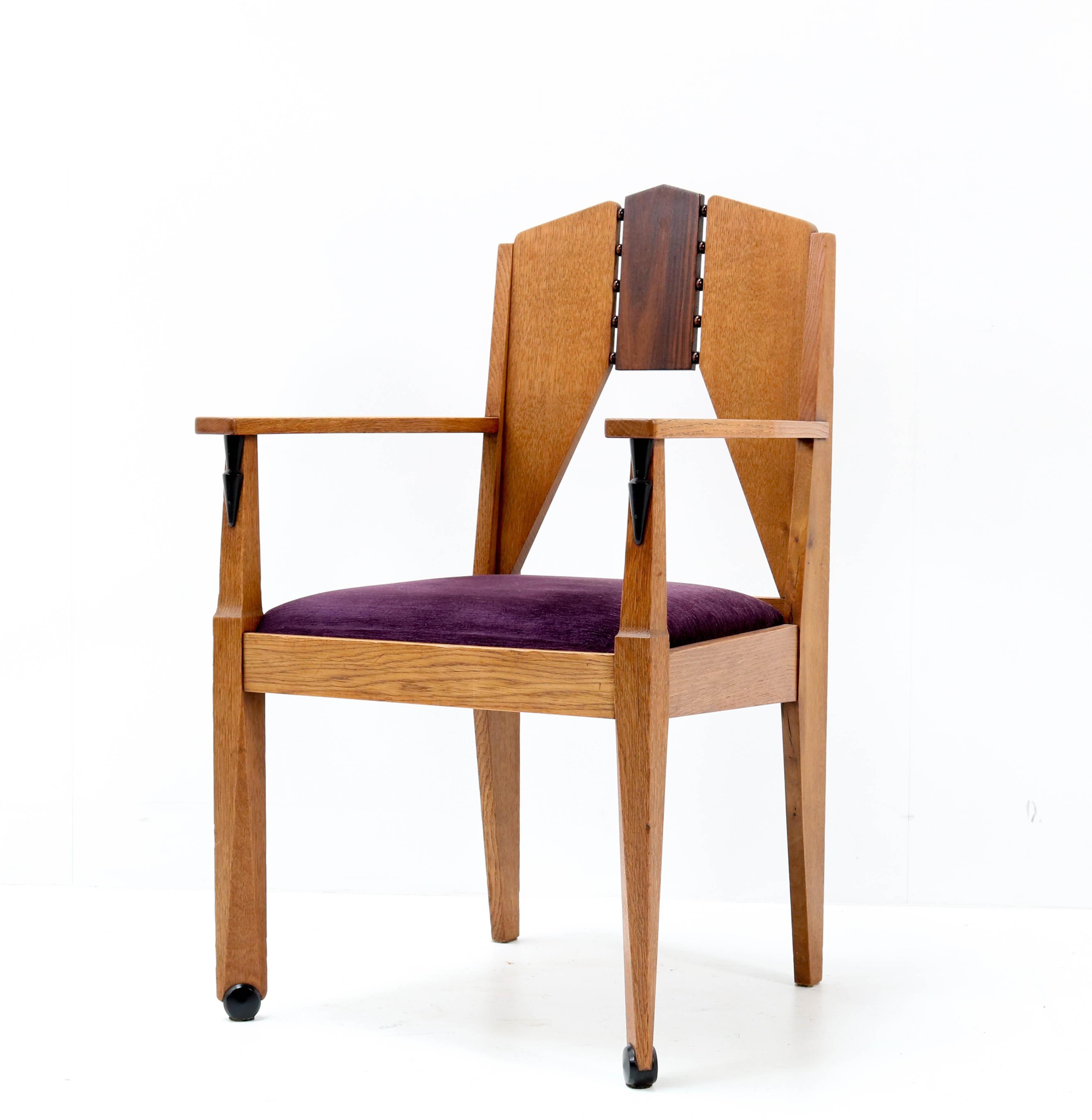 Dutch Oak Art Deco Amsterdam School Armchair by J.J. Zijfers Amsterdam, 1920s For Sale