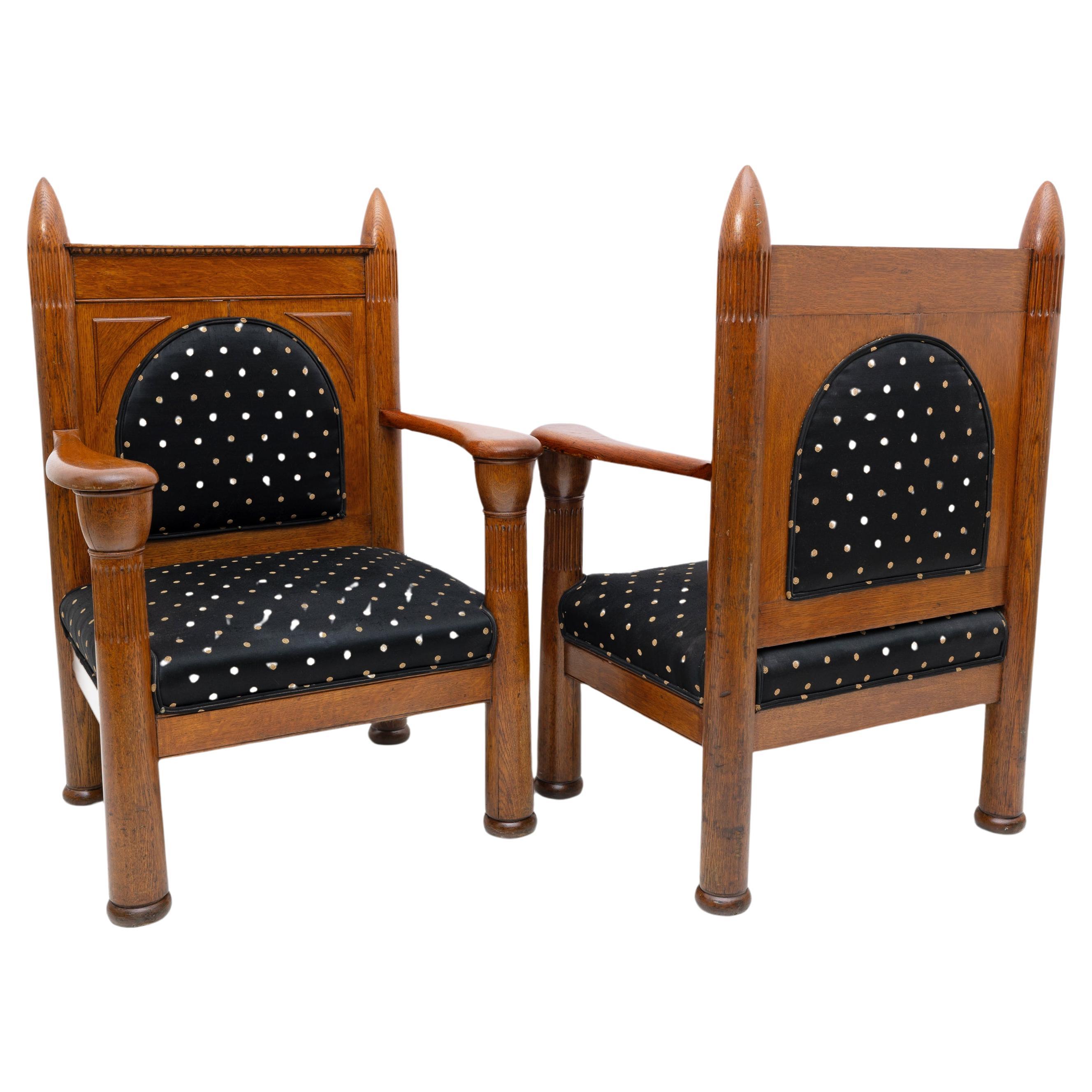 Oak Art Deco Amsterdam School Armchairs 1920s For Sale