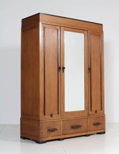 Oak Art Deco Amsterdam School Armoir or Wardrobe, 1920s