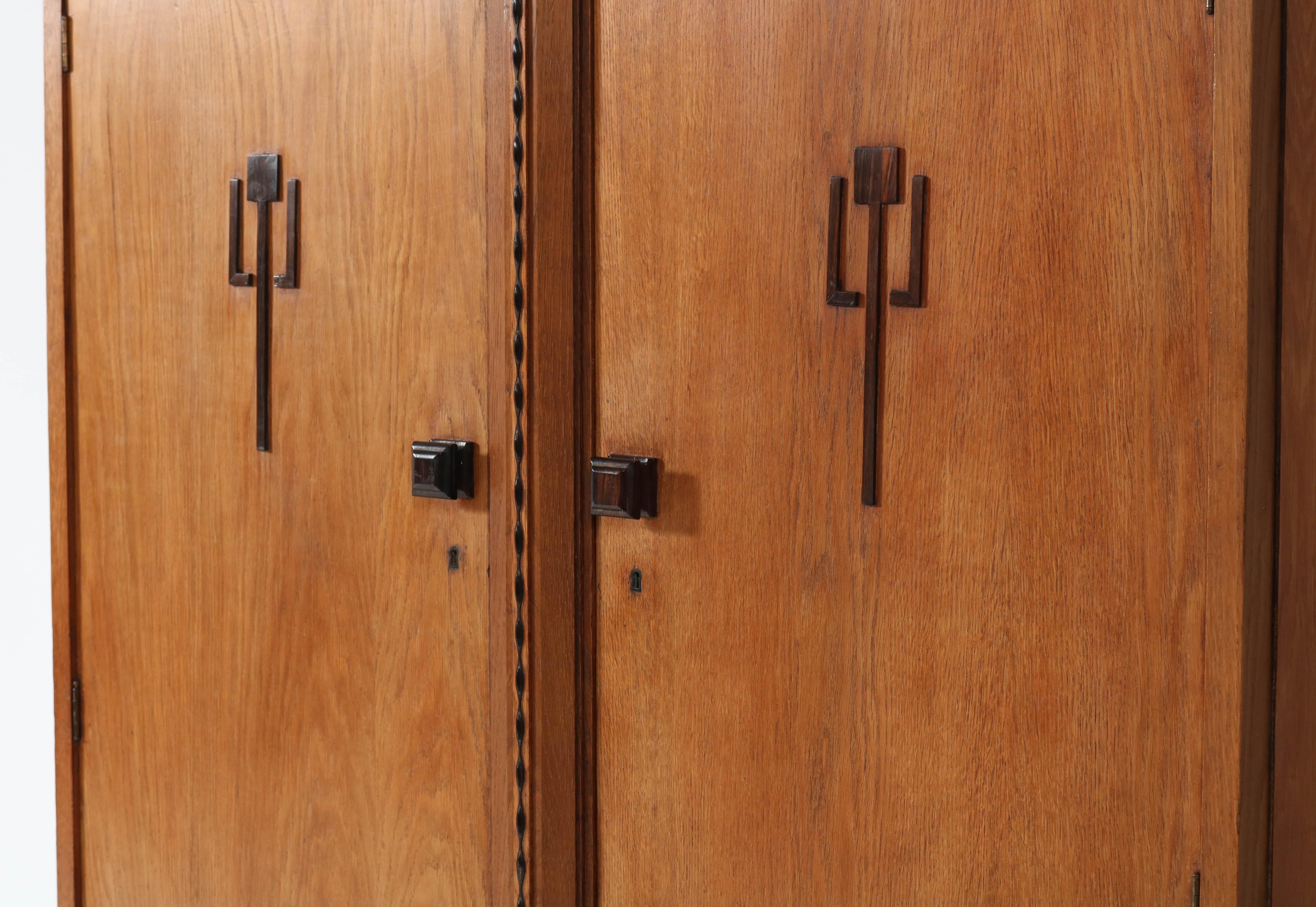 Macassar Oak Art Deco Amsterdam School Armoire or Wardrobe, 1920s