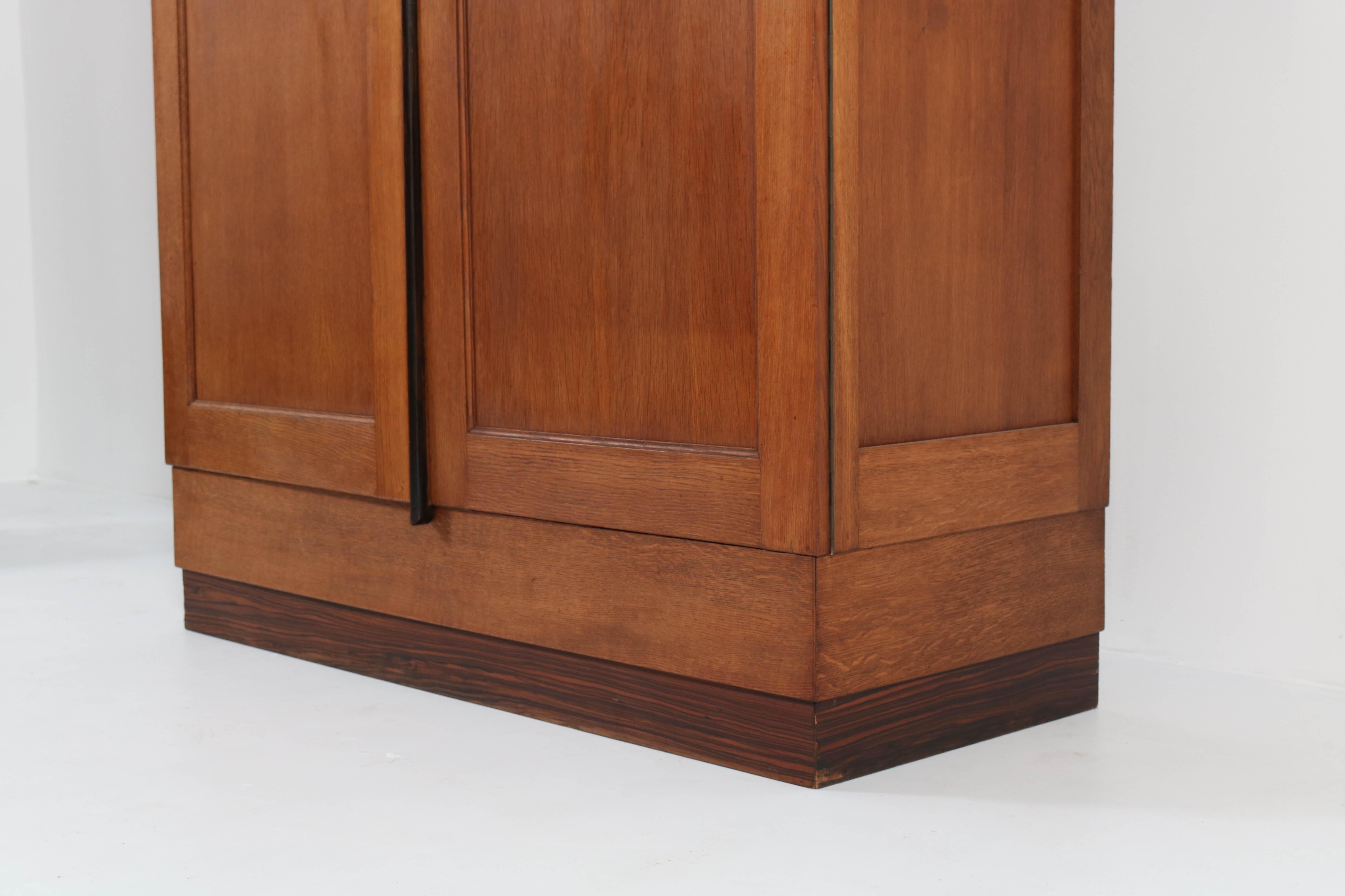 Macassar Oak Art Deco Amsterdam School Armoire or Wardrobe by H.W. Tolenaar, 1920s