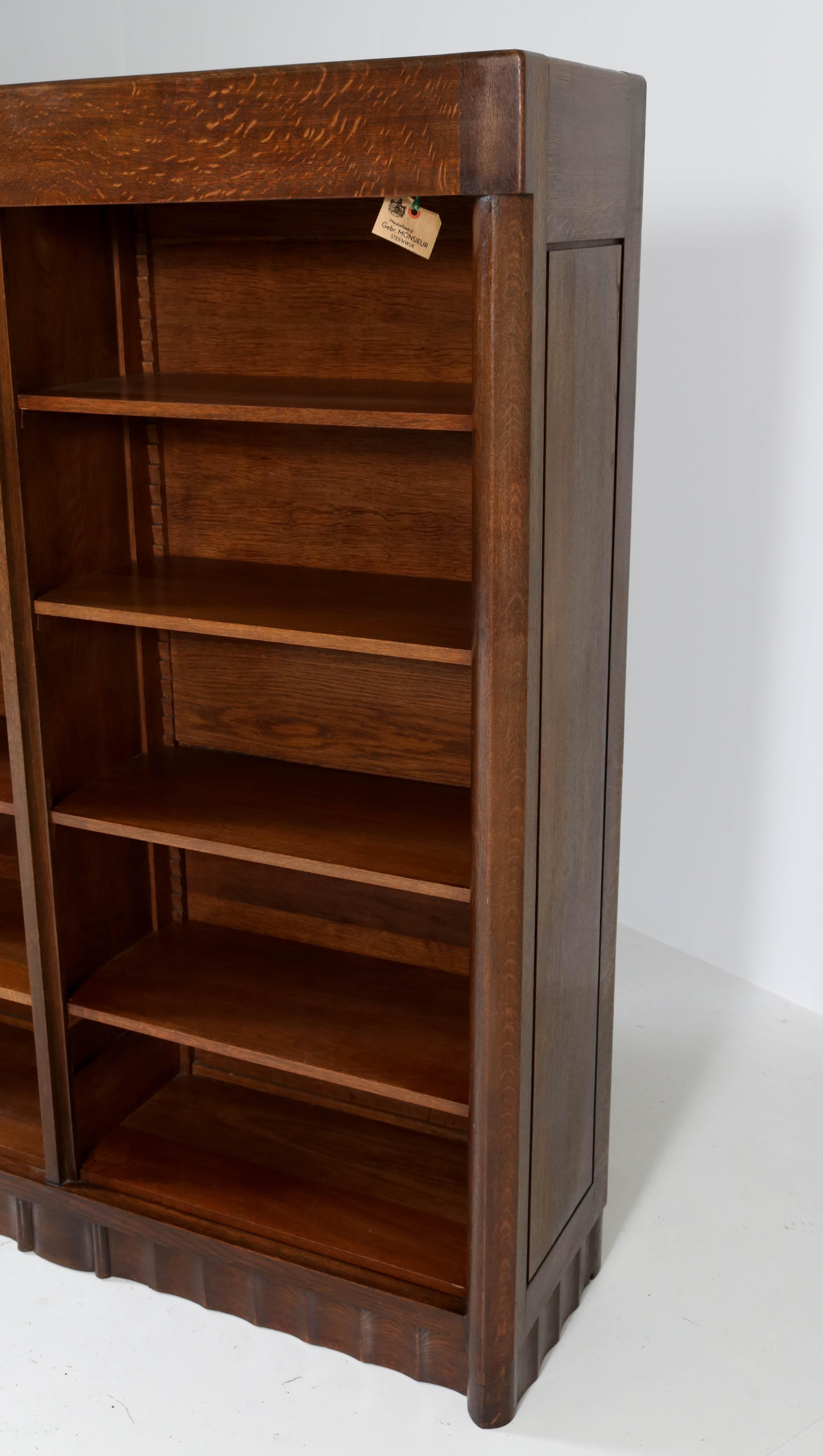 Dutch Oak Art Deco Amsterdam School Bookcase by Hildo Krop for Gebr. Monsieur, 1920s