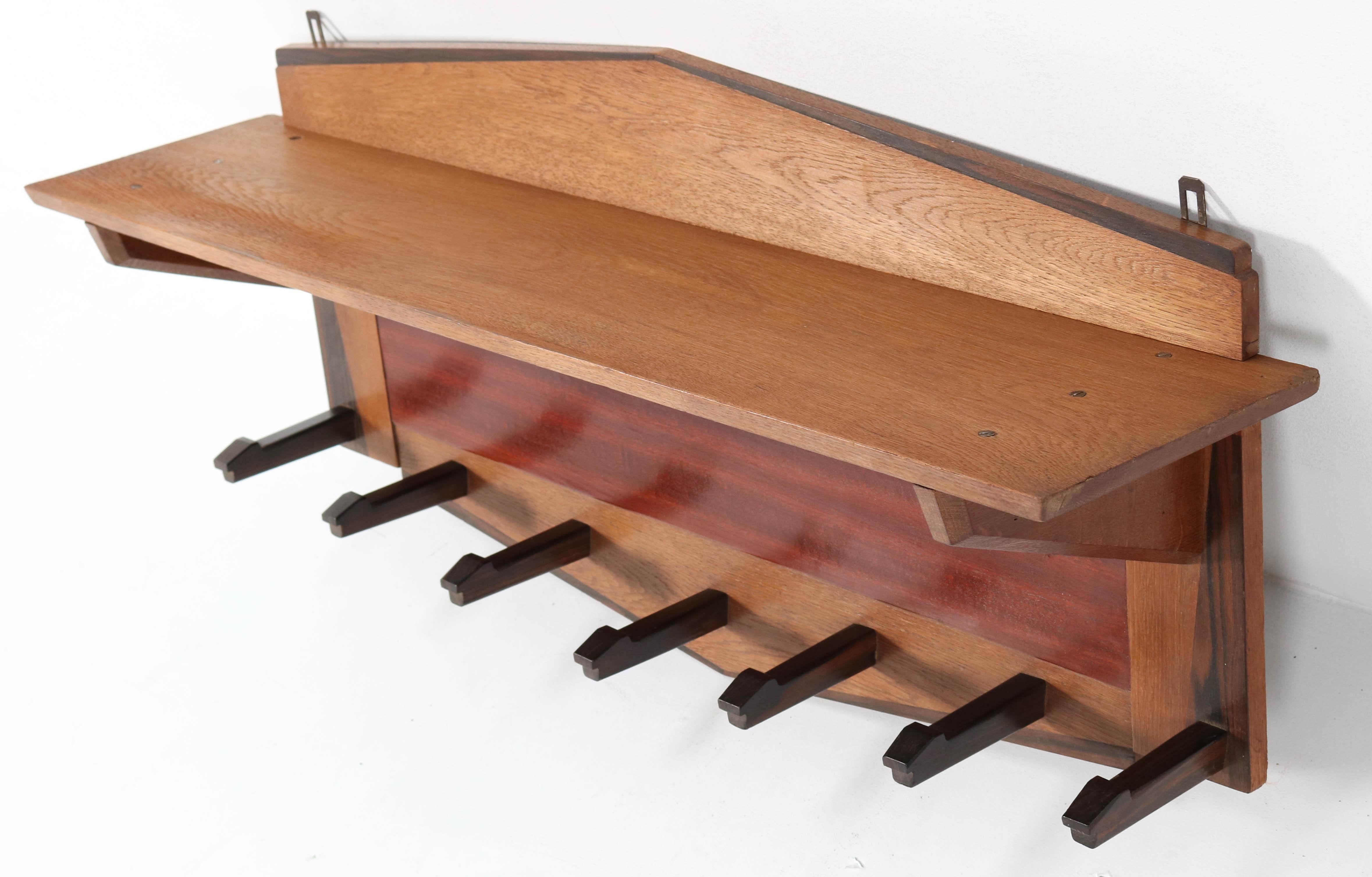 Dutch Oak Art Deco Amsterdam School Coat Rack by P.E.L. Izeren for Genneper Molen