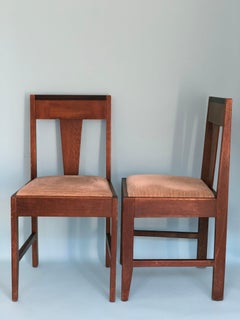 Oak Art Deco Amsterdam School Dining Chairs 1920s, Set of 4