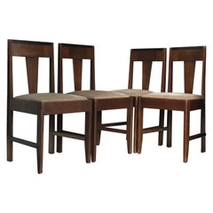 Oak Art Deco Amsterdam School Dining Chairs 1920s, Set of 4