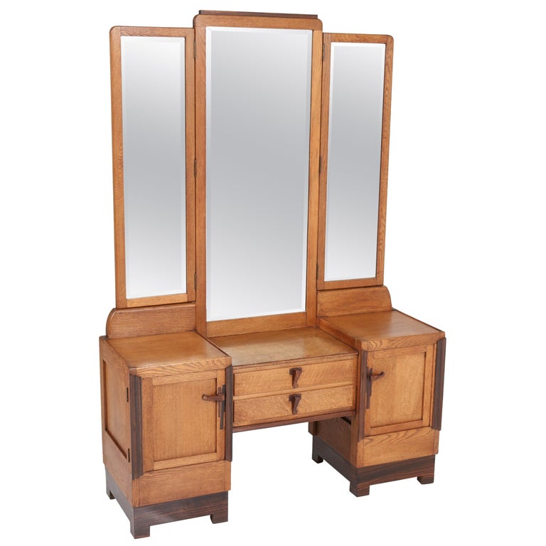 Oak Art Deco Amsterdam School Dressing Table Or Vanity 1920s For