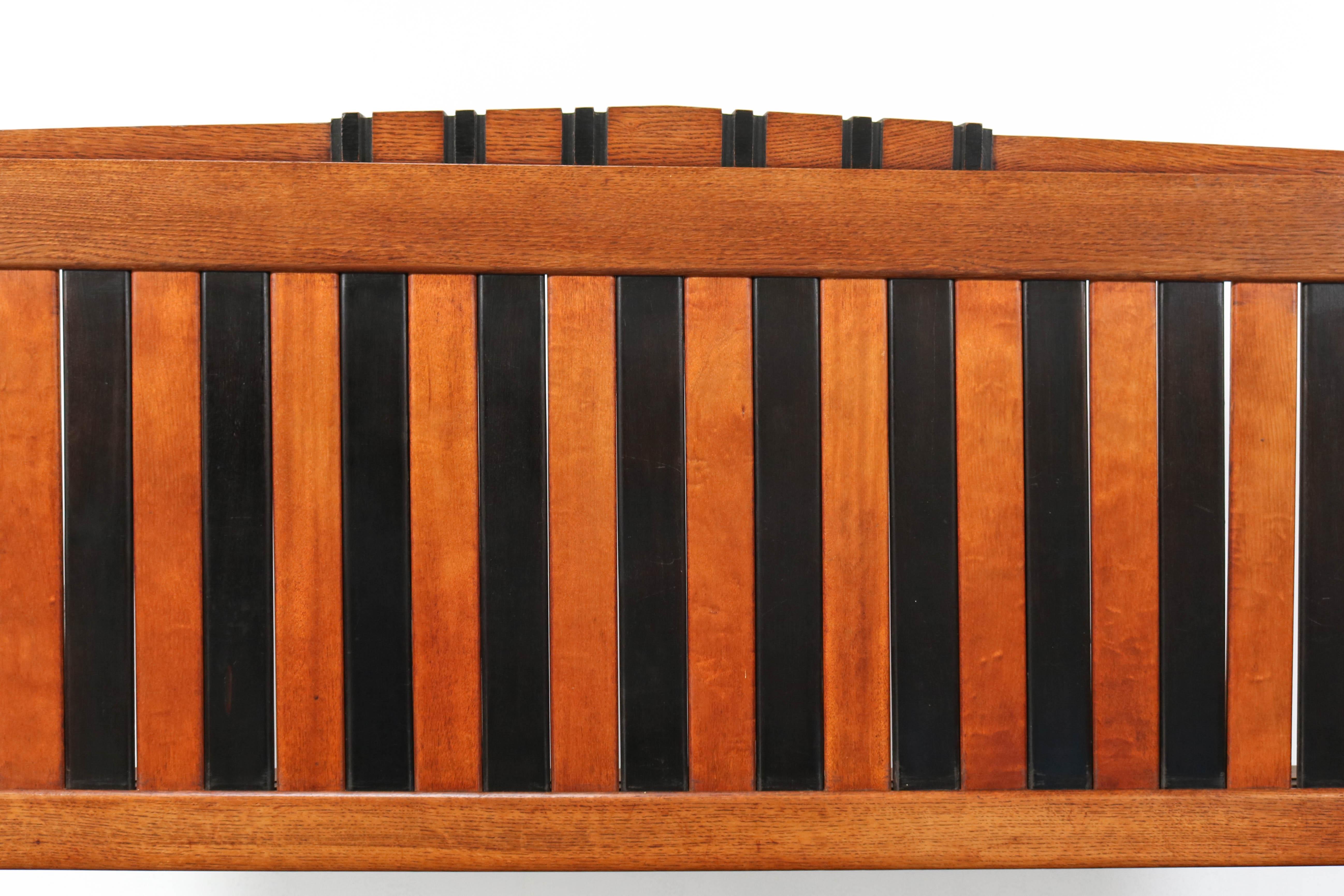 Oak Art Deco Amsterdam School Hall Bench with Storage, 1920s 2