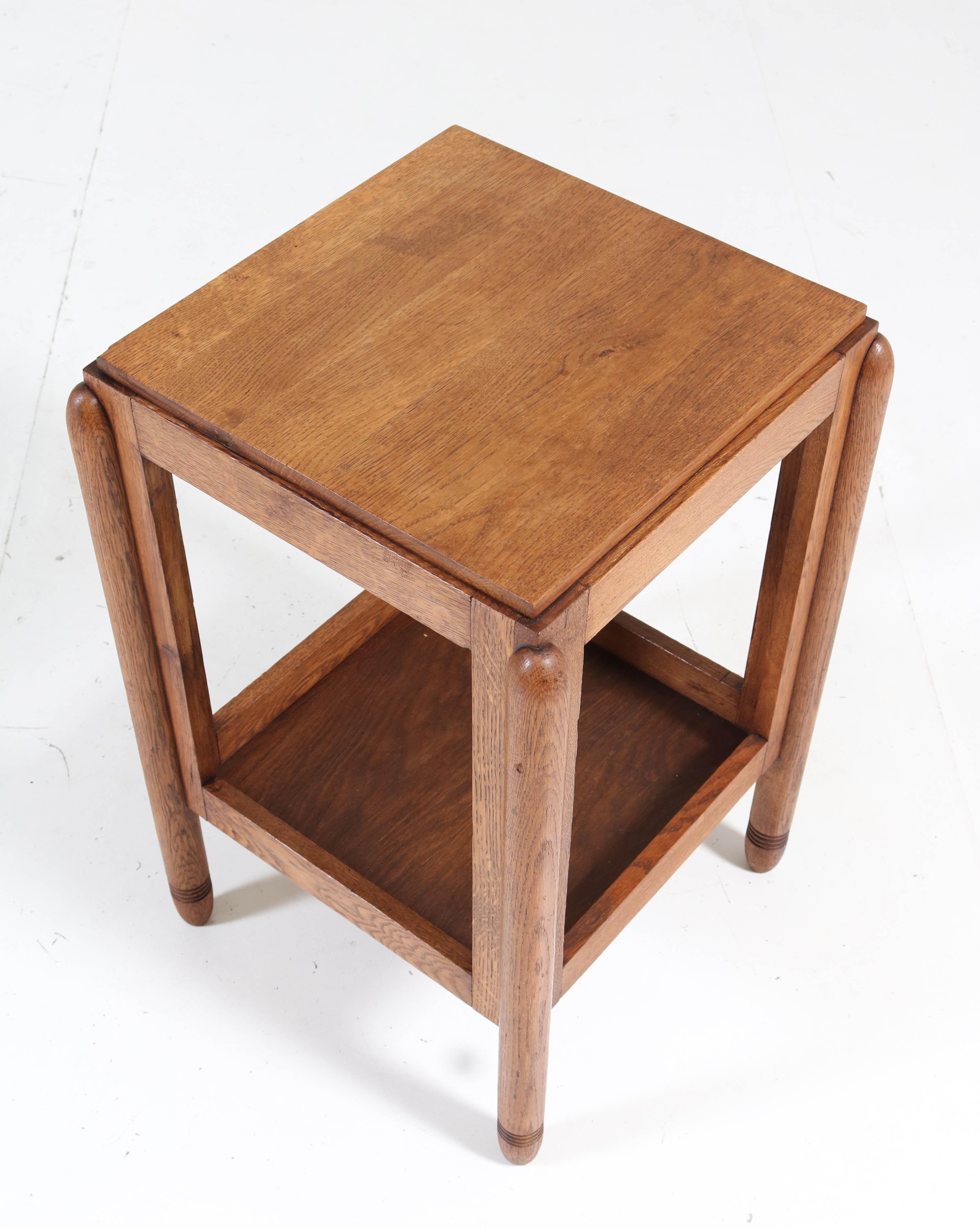 Oak Art Deco Amsterdam School Pedestal Table, 1920s 4