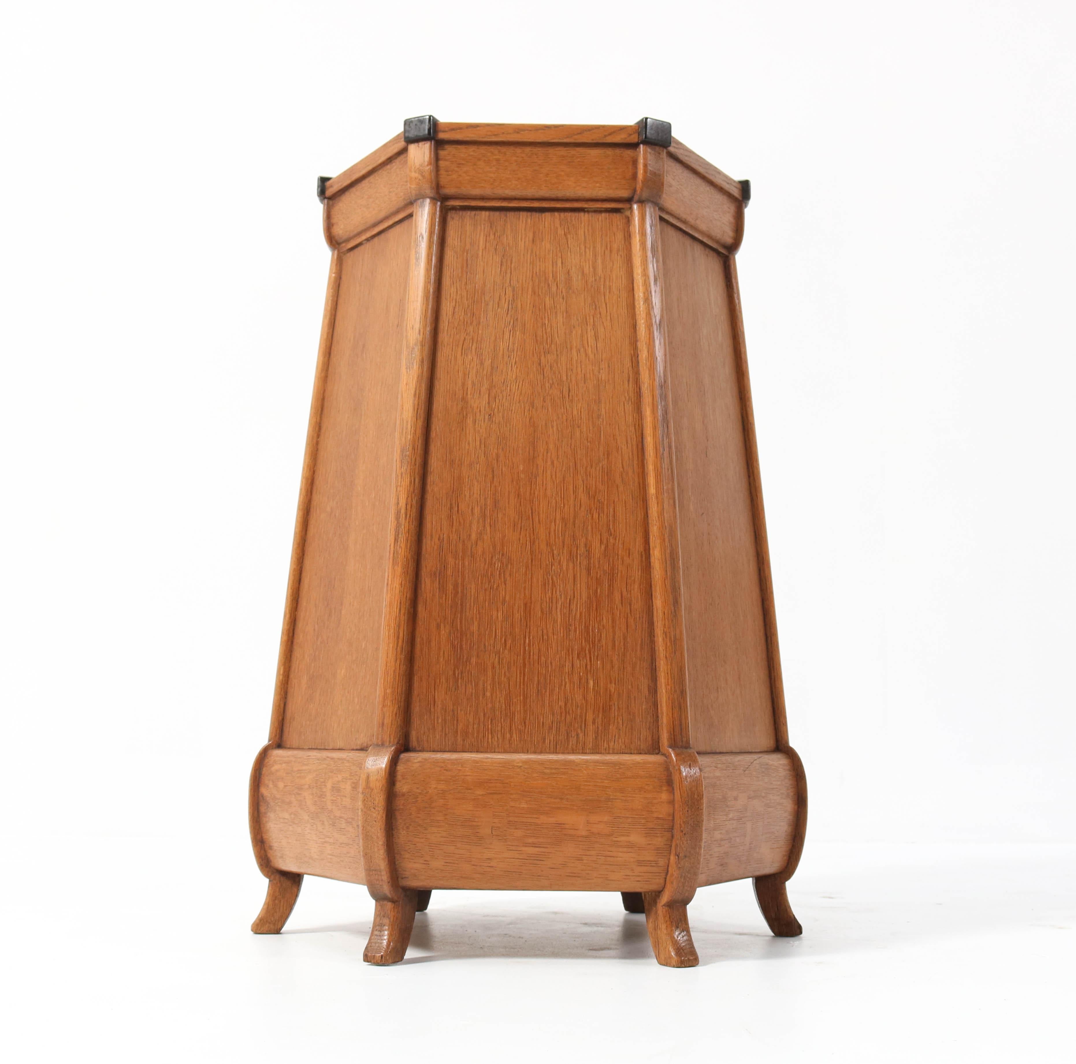 Dutch Oak Art Deco Amsterdam School Umbrella Stand, 1920s