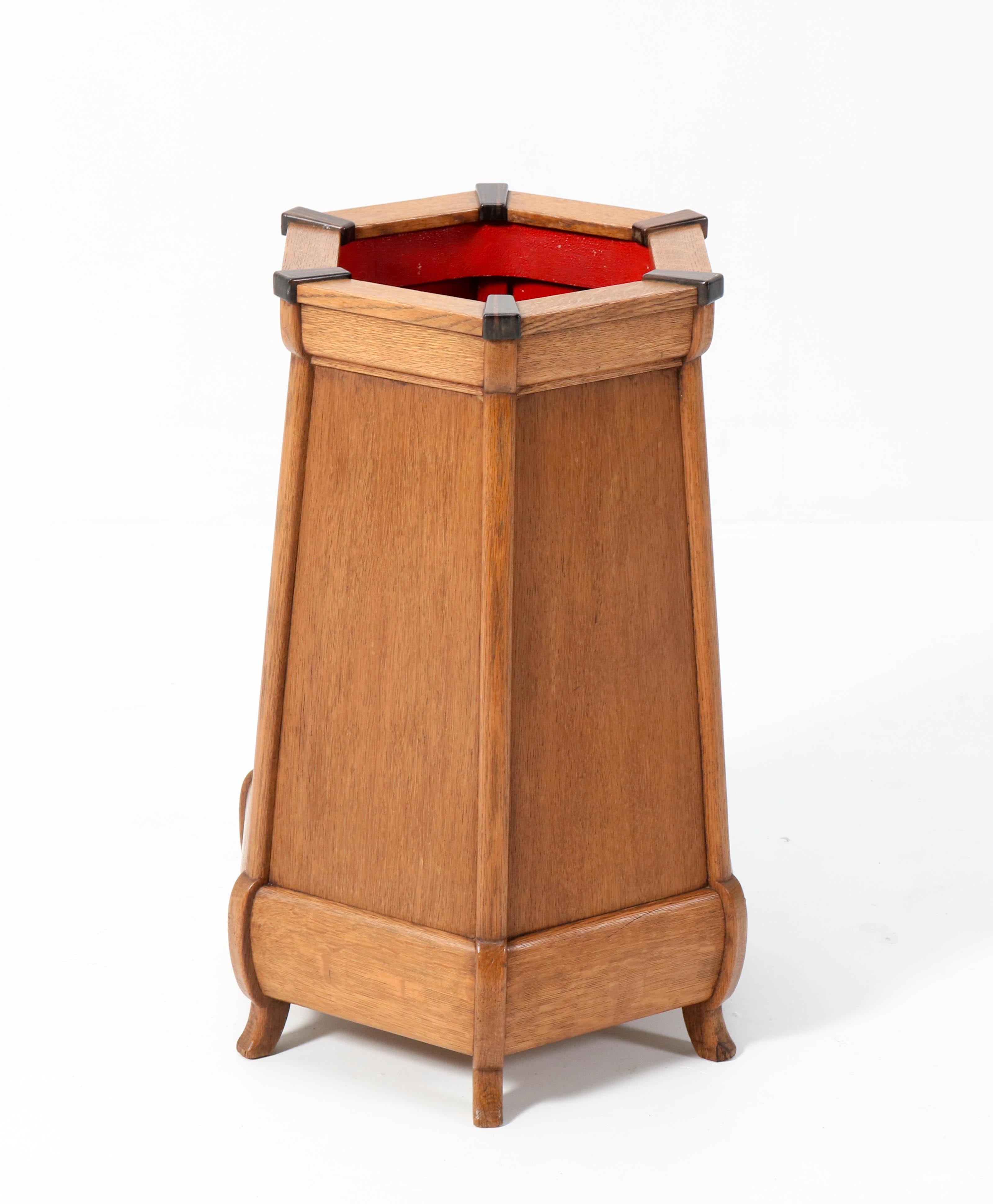 Early 20th Century Oak Art Deco Amsterdam School Umbrella Stand, 1920s