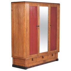 Used Oak Art Deco Amsterdam School Wardrobe or Armoir by J.J. Zijfers Amsterdam, 1925