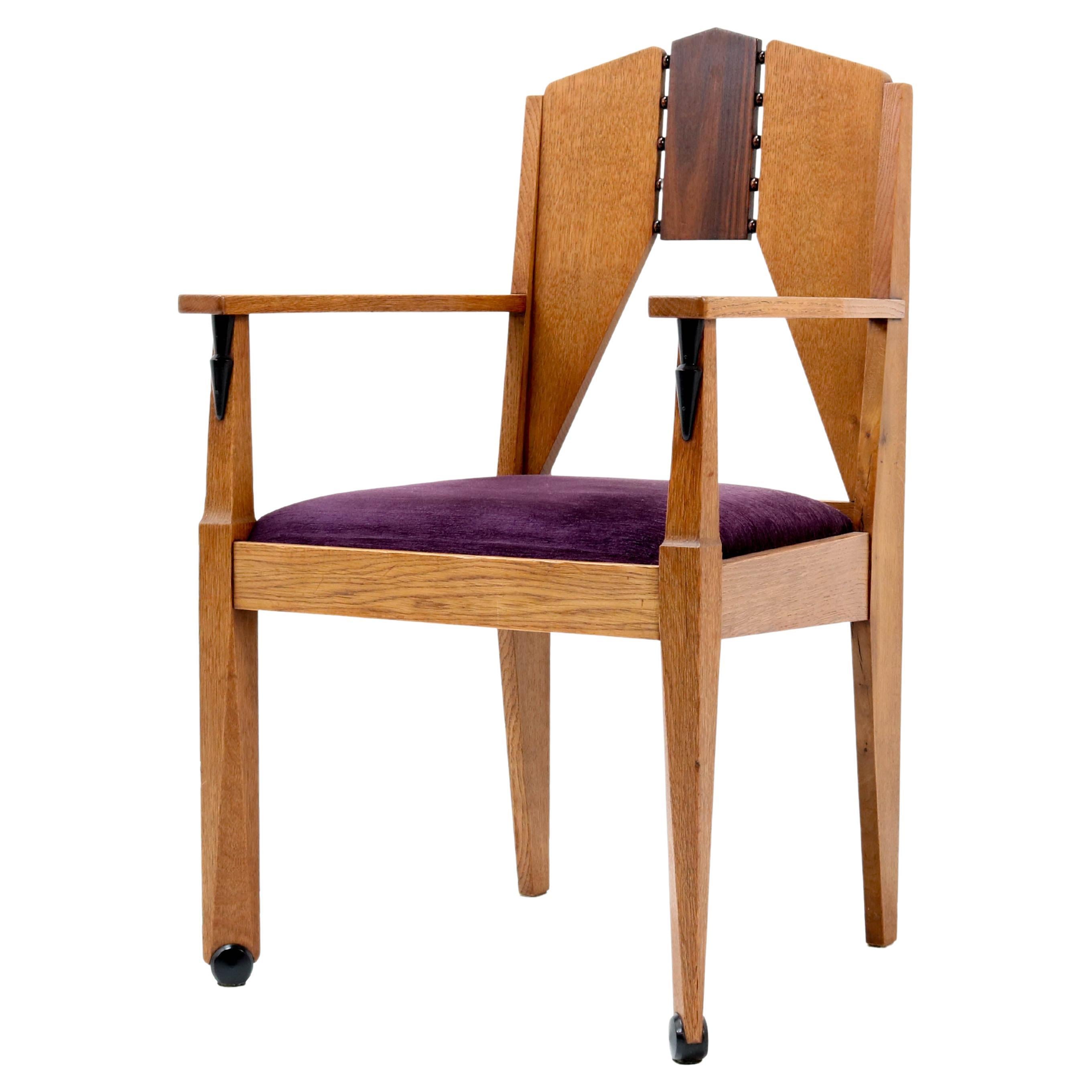 Oak Art Deco Amsterdamse School Armchair by J.J. Zijfers Amsterdam, 1920s