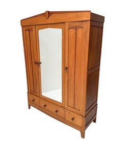 Oak Art Deco Amsterdamse School Armoire or Wardrobe, 1920s
