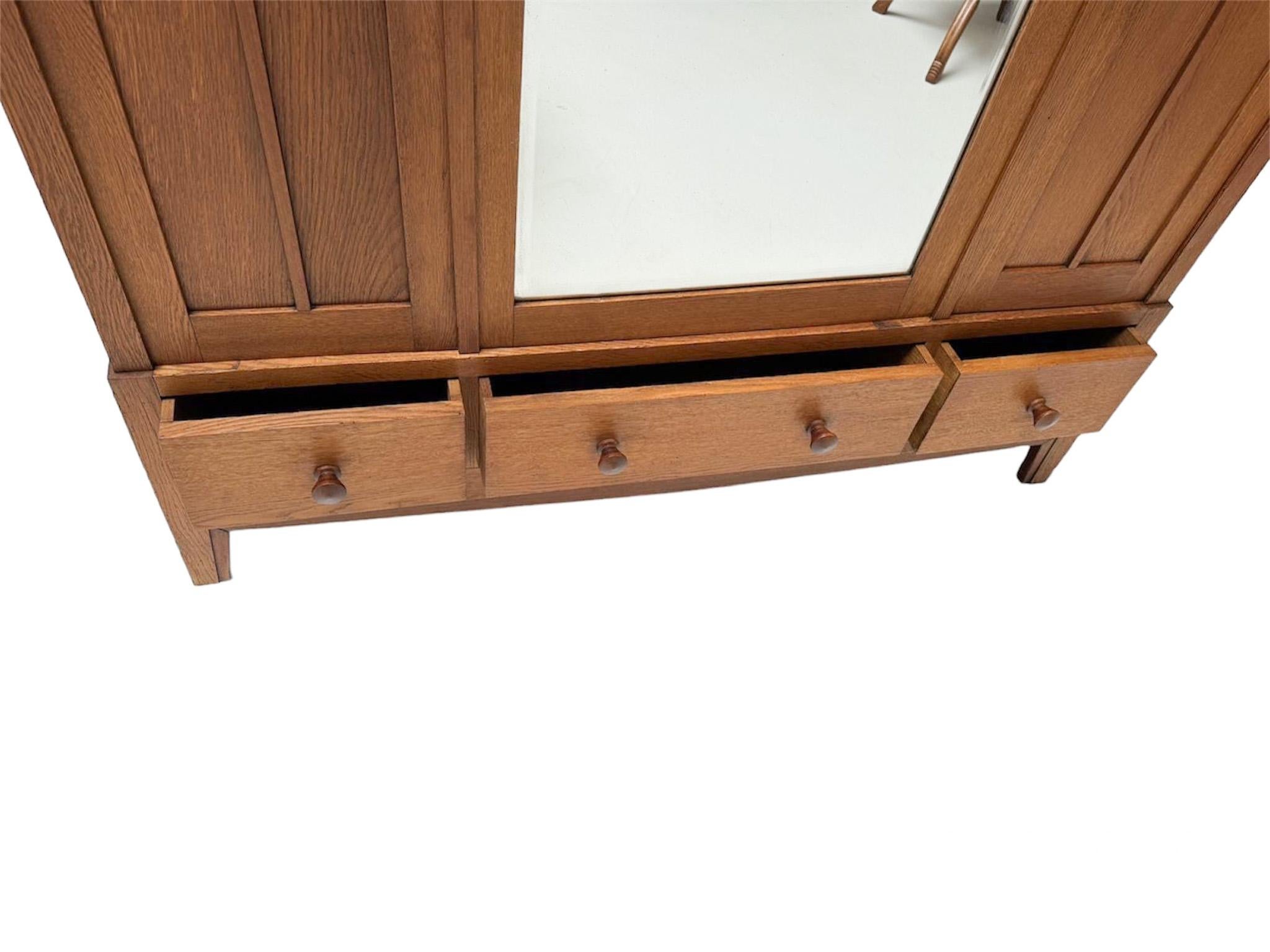 Oak Art Deco Amsterdamse School Armoire or Wardrobe, 1920s 1