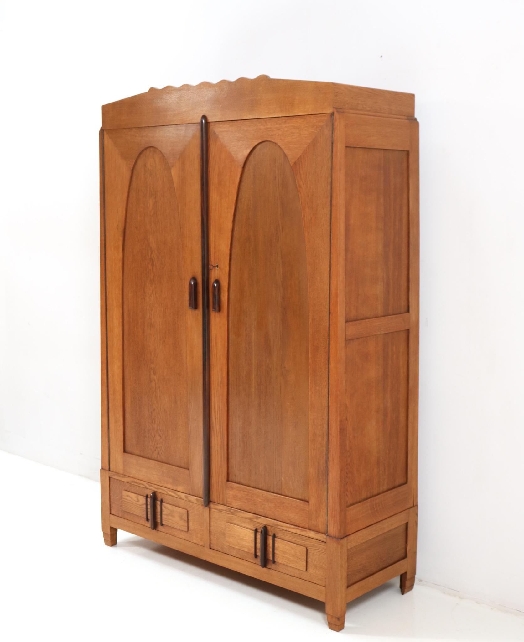 Dutch Oak Art Deco Amsterdamse School Armoire or Wardrobe by J.J. Zijfers, 1920s