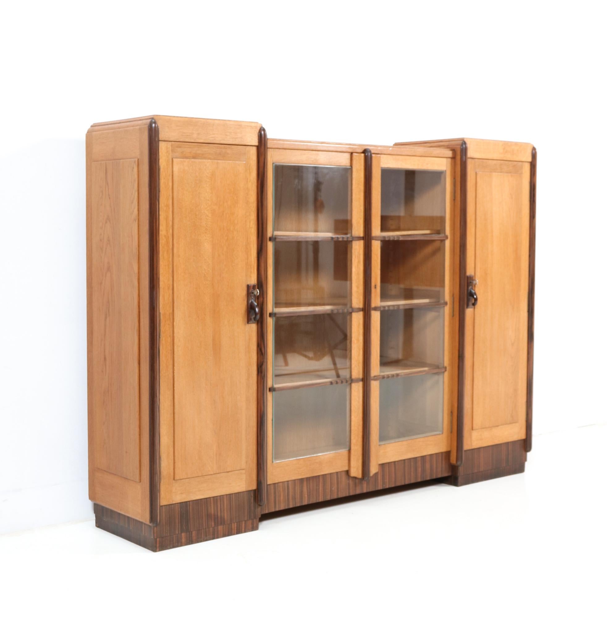 Dutch Oak Art Deco Amsterdamse School Bookcase, 1920s