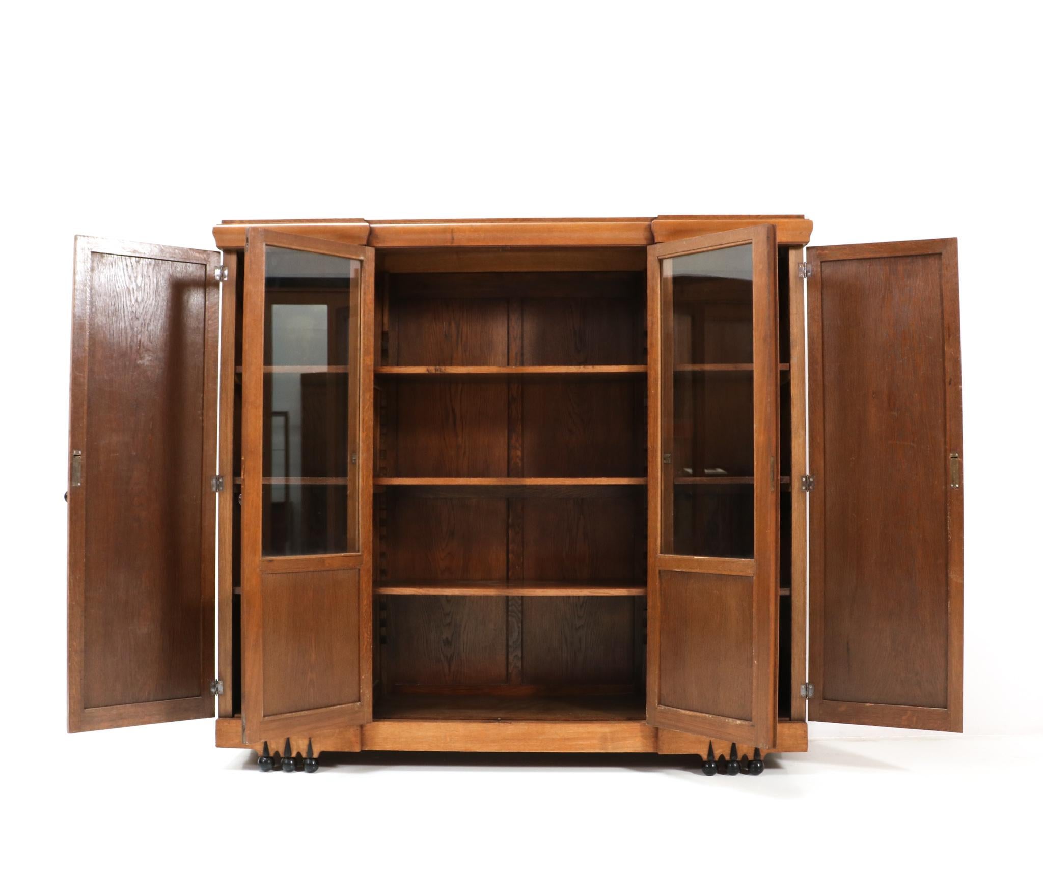 Dutch Oak Art Deco Amsterdamse School Bookcase by Max Coini Amsterdam, 1920s