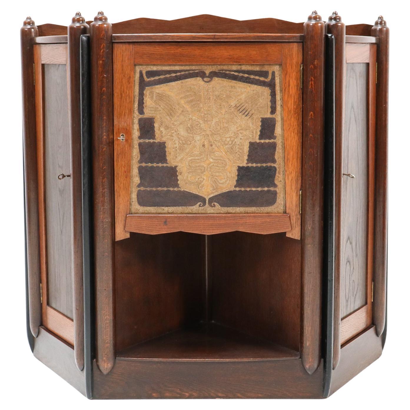  Oak Art Deco Amsterdamse School   Cabinet  by Chris Bartels, 1920s For Sale