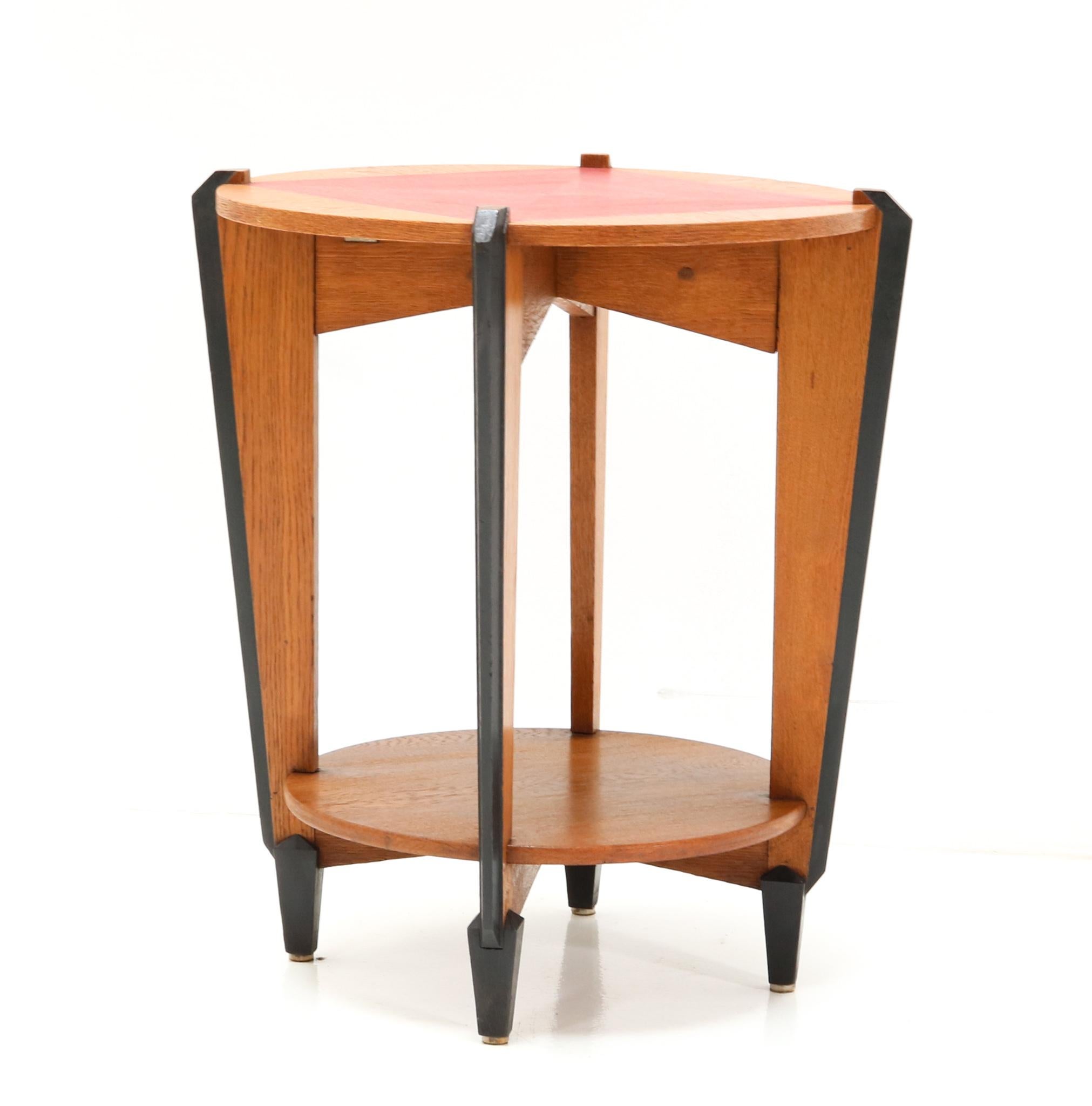 Dutch Oak Art Deco Amsterdamse School Coffee Table by P.E.L. Izeren for Genneper Molen