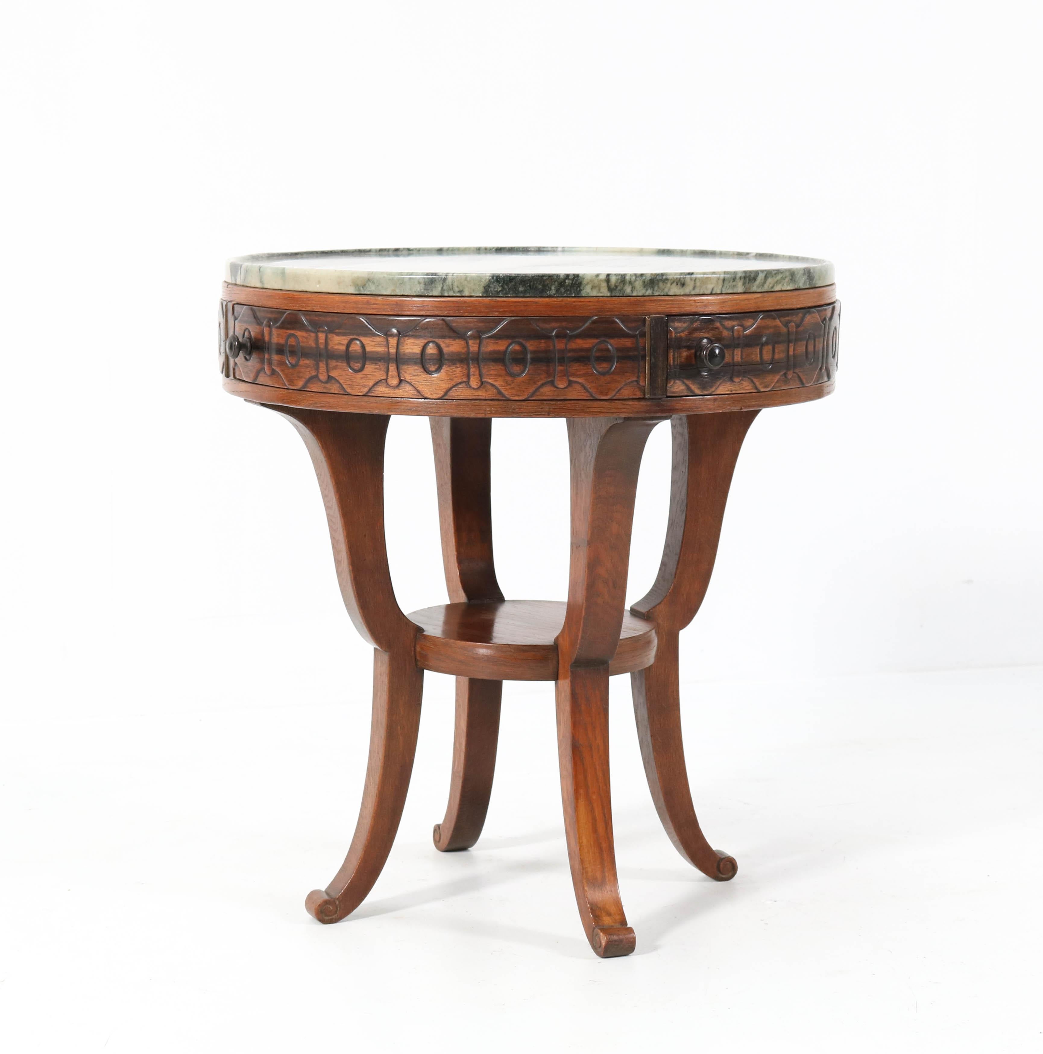 Marble Oak Art Deco Amsterdamse School Coffee Table by 't Woonhuys Amsterdam, 1920s For Sale