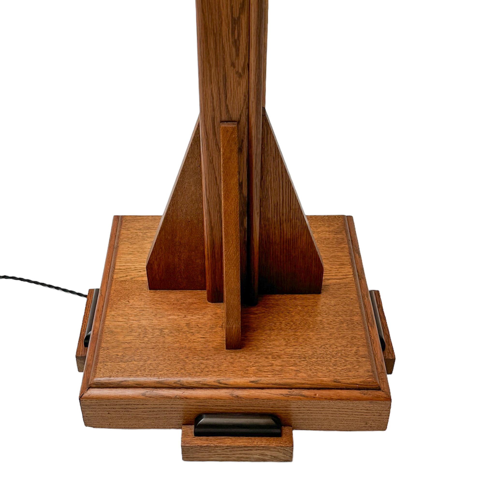 Oak Art Deco Amsterdamse School Floor Lamp, 1920s 2