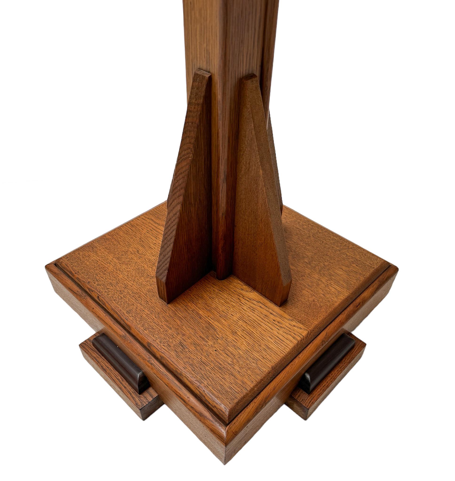 Oak Art Deco Amsterdamse School Floor Lamp, 1920s 4