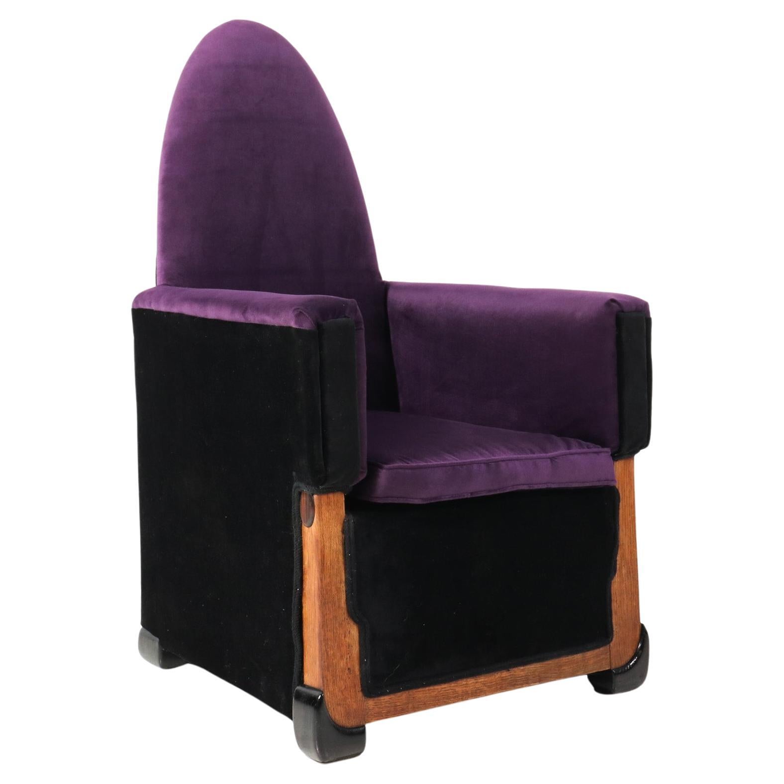Oak Art Deco Amsterdamse School Lounge Chair by Paul Bromberg for Pander, 1920s
