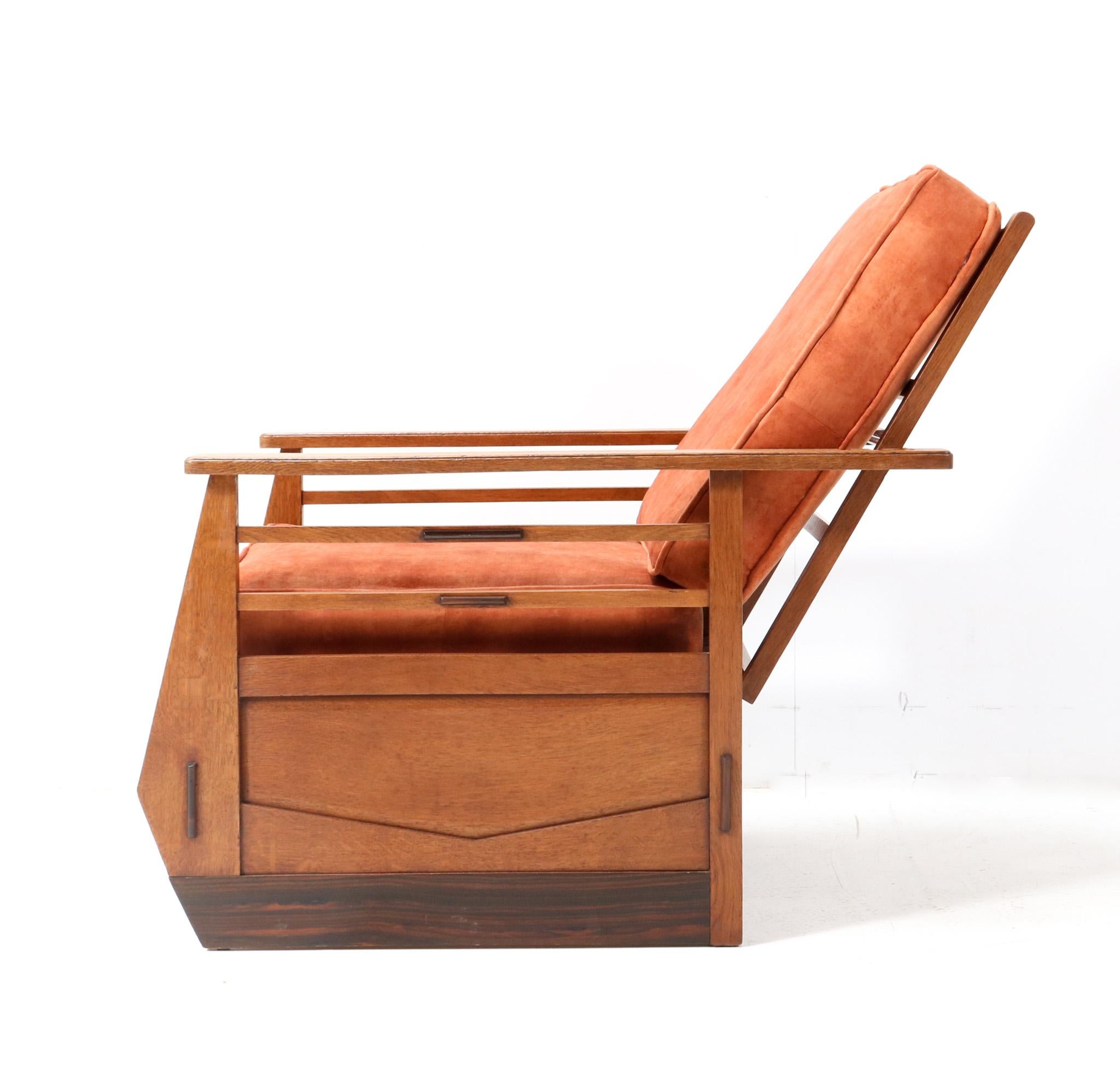 Early 20th Century Oak Art Deco Amsterdamse School Lounge Chair or Folding Chair, 1920s For Sale