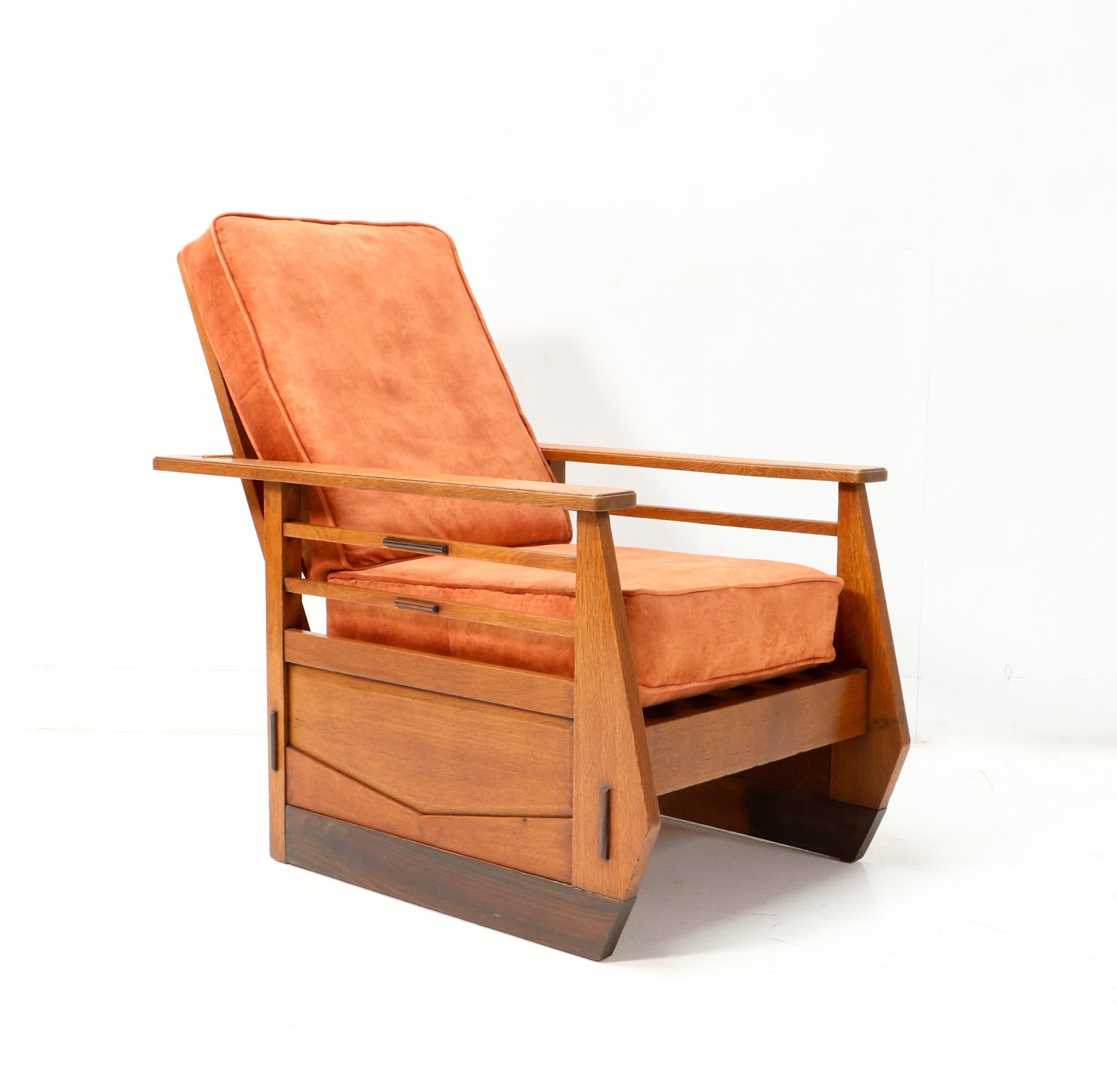 Oak Art Deco Amsterdamse School Lounge Chair or Folding Chair, 1920s For Sale 1