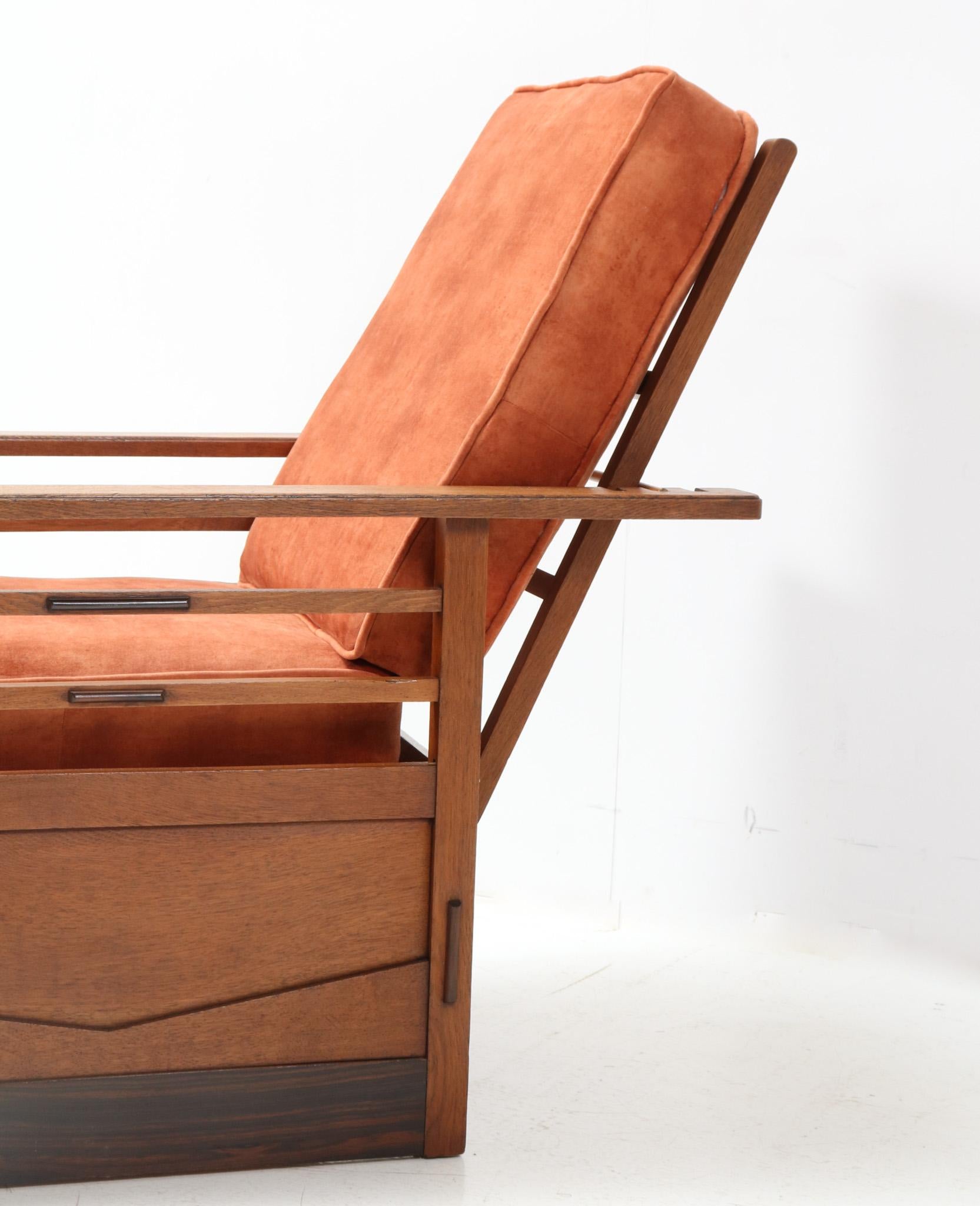 Oak Art Deco Amsterdamse School Lounge Chair or Folding Chair, 1920s For Sale 3