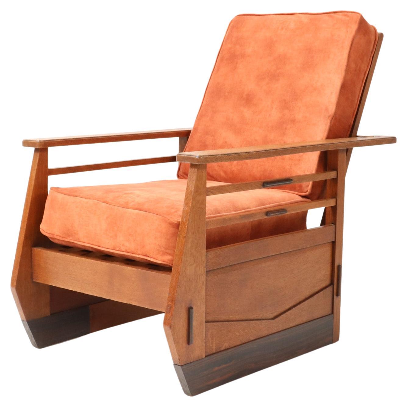 Oak Art Deco Amsterdamse School Lounge Chair or Folding Chair, 1920s For Sale