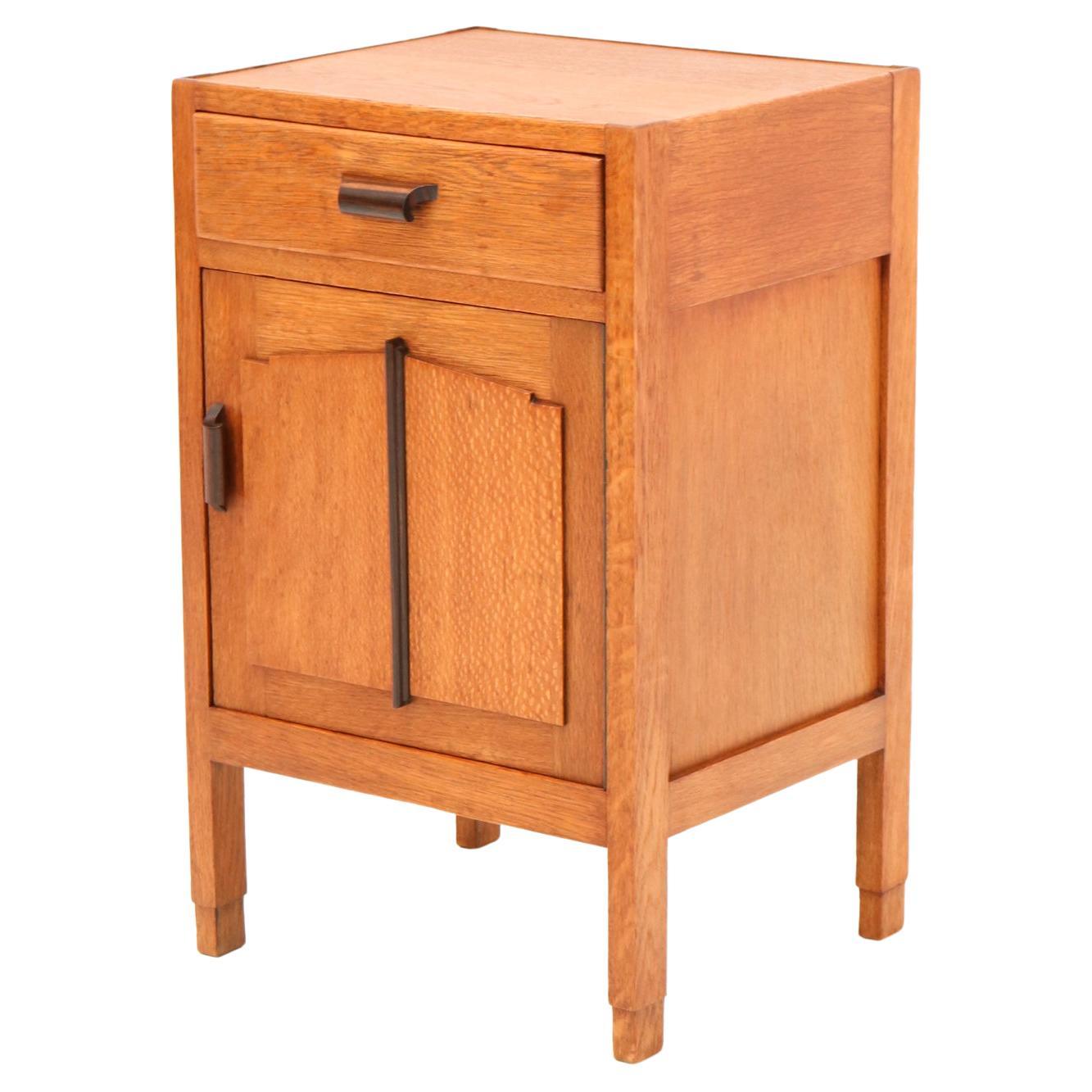 Oak Art Deco Amsterdamse School Nightstand or Bedside Table, 1920s