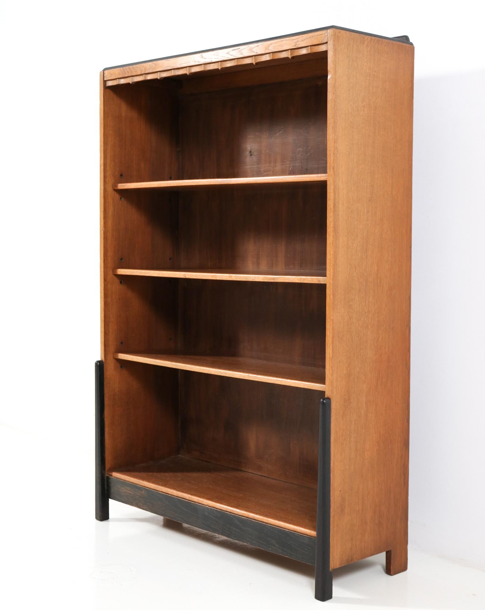 Dutch Oak Art Deco Amsterdamse School Open Bookcase by Willem Penaat for Metz & Co.