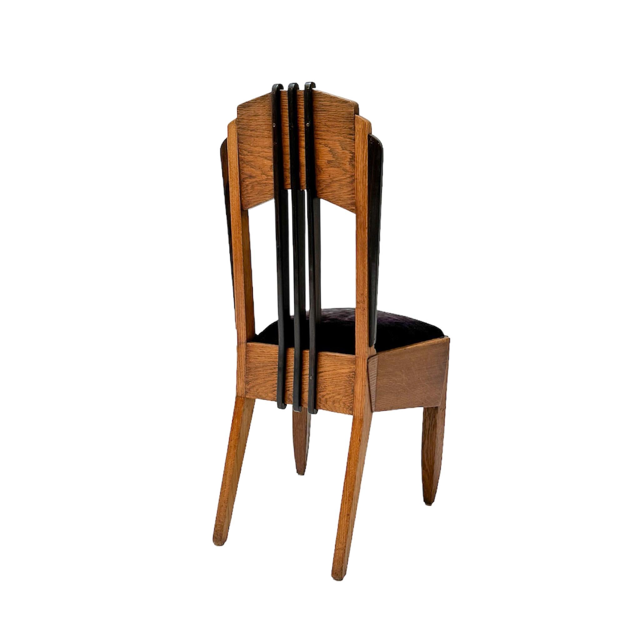 Oak Art Deco Amsterdamse School Side Chair by Hildo Krop, 1920s For Sale 1