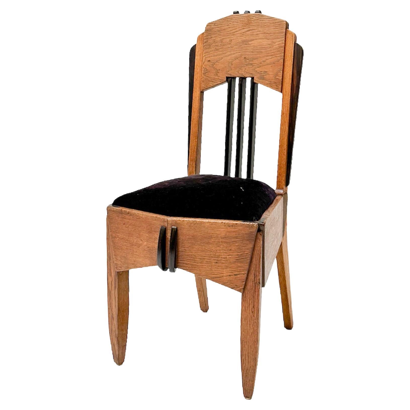 Oak Art Deco Amsterdamse School Side Chair by Hildo Krop, 1920s For Sale