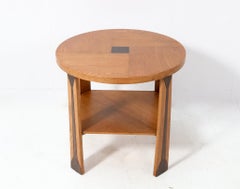 Oak Art Deco Amsterdamse School Side Table by P.E.L. Izeren for Genneper Molen