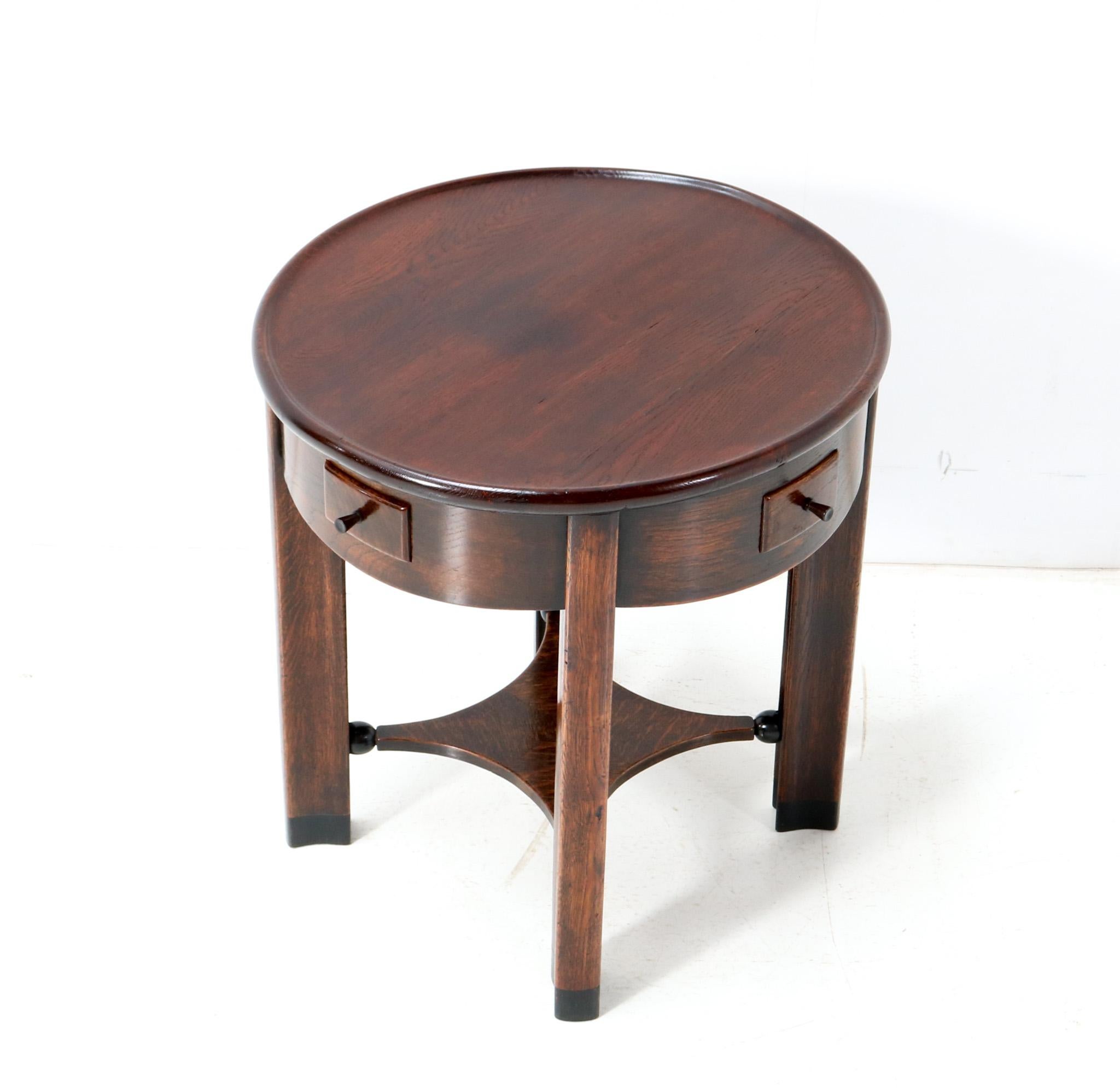 Dutch Oak Art Deco Amsterdamse School Side Table by Piet Kramer for Randoe, circa 1919