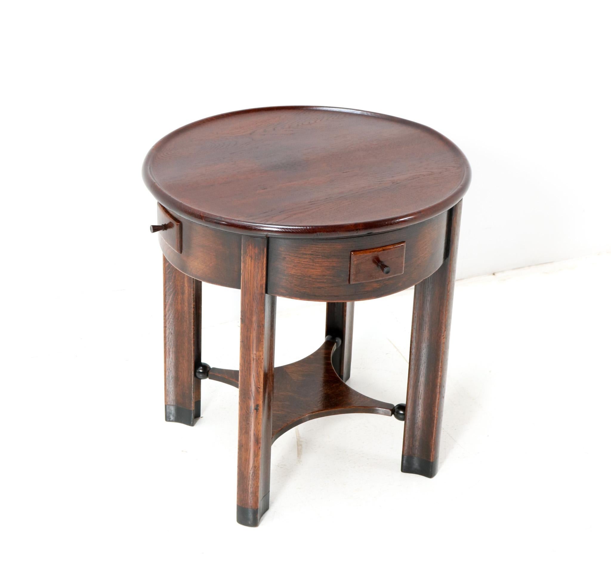 Oak Art Deco Amsterdamse School Side Table by Piet Kramer for Randoe, circa 1919 1
