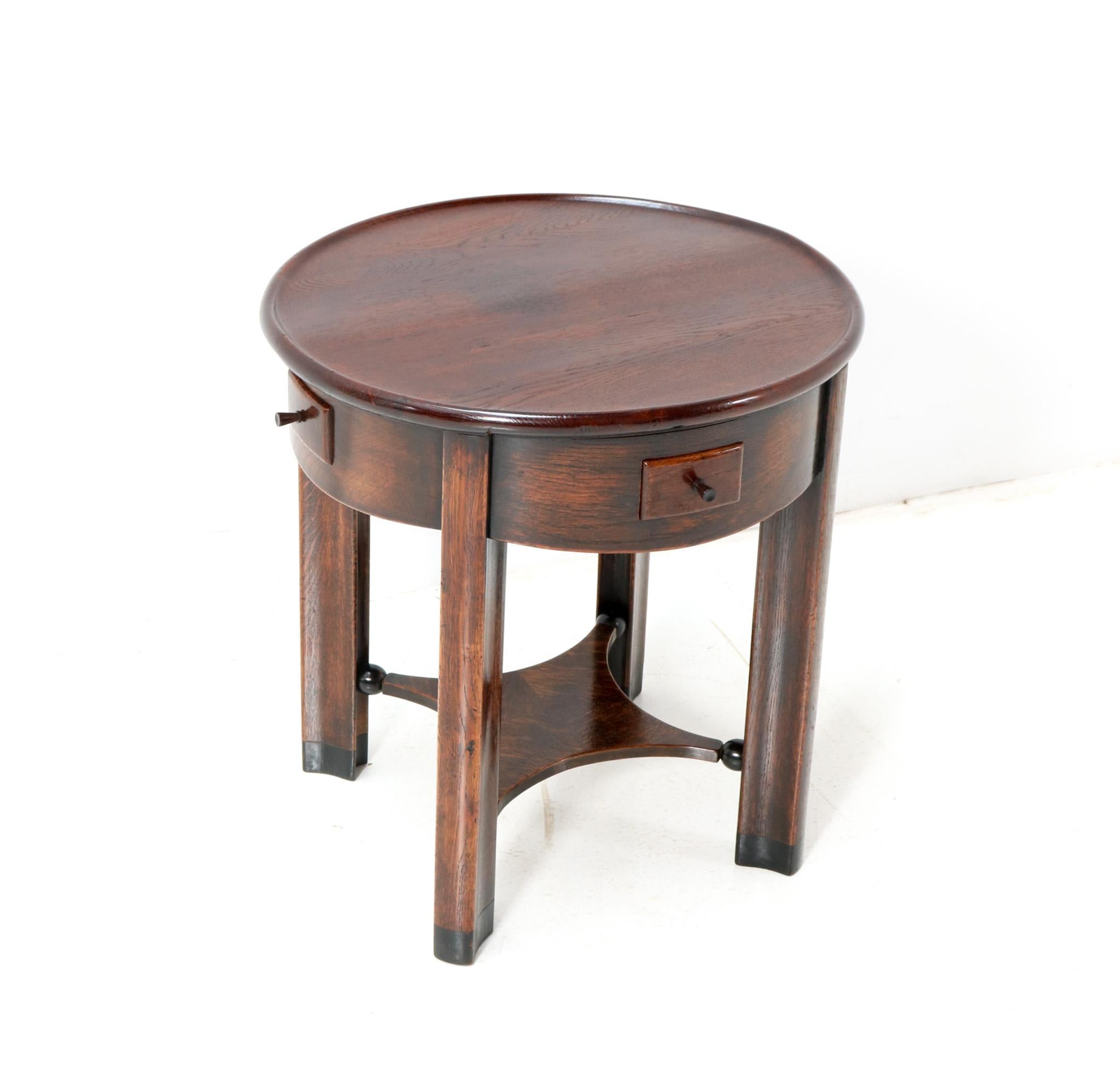 Oak Art Deco Amsterdamse School Side Table by Piet Kramer for Randoe, circa 1919 For Sale 1