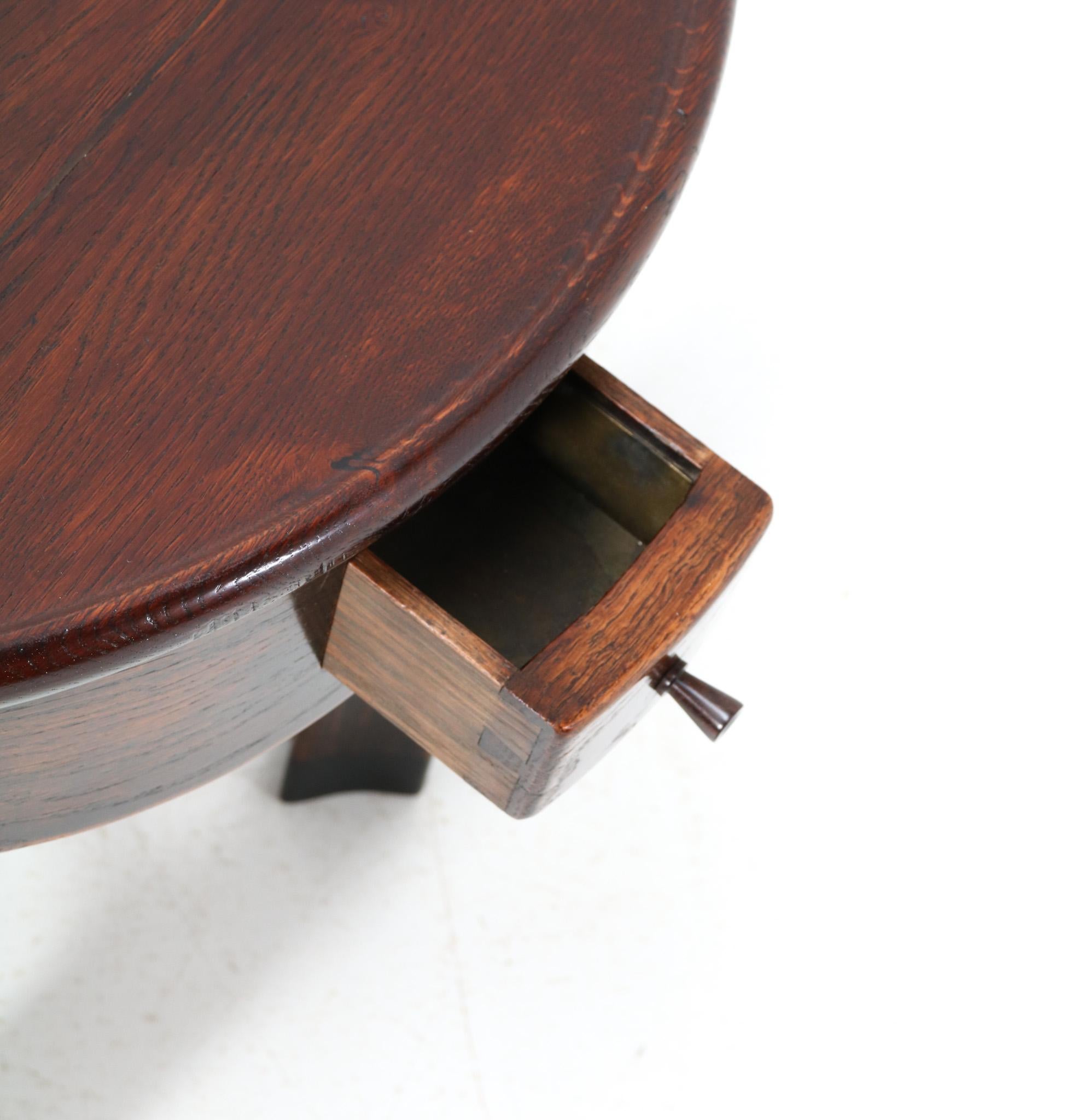 Oak Art Deco Amsterdamse School Side Table by Piet Kramer for Randoe, circa 1919 3